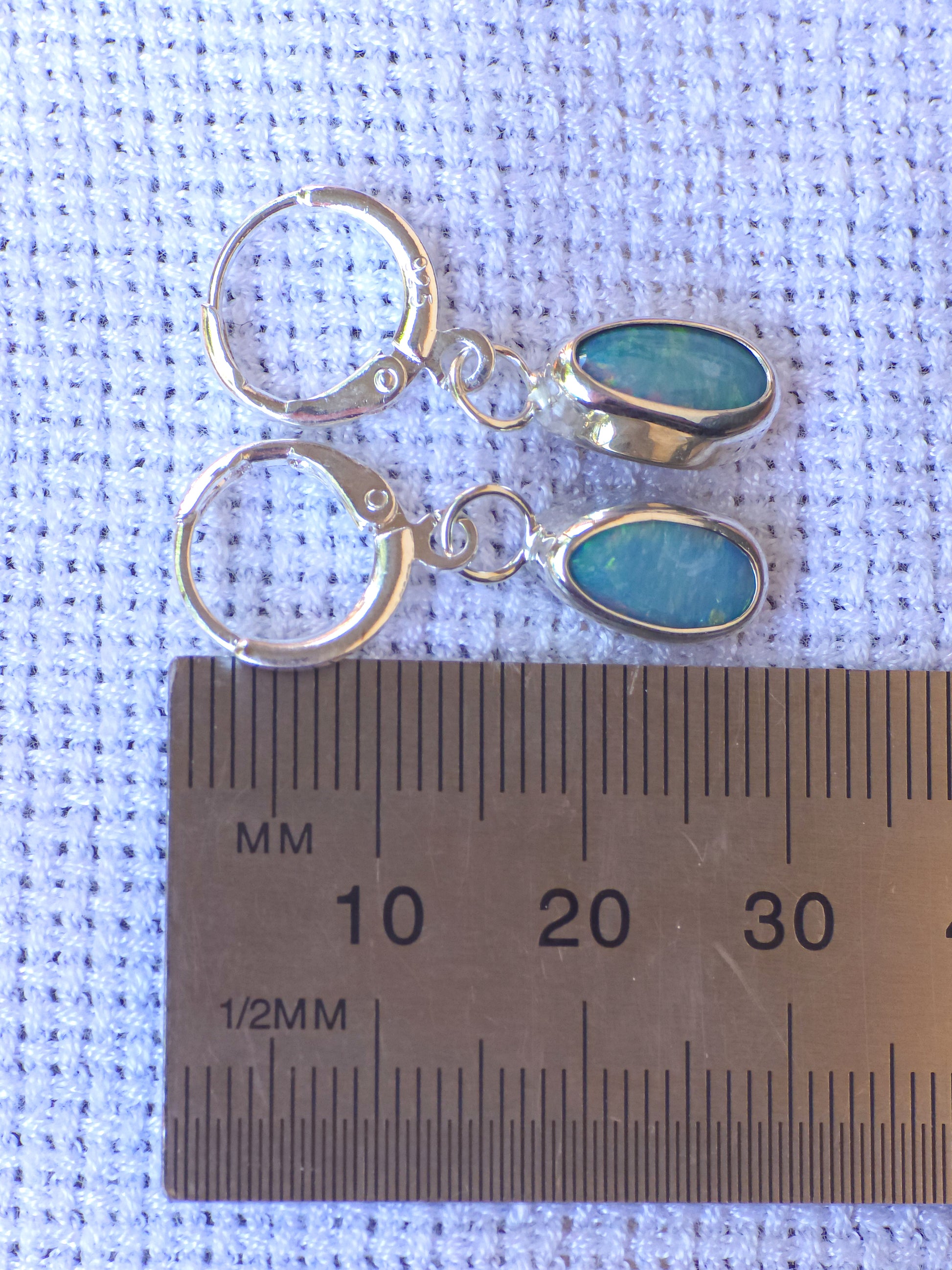 SEA DROPS | Australian opal drop earrings / 925 silver / Coober Pedy opal doublet / euro hoop earrings