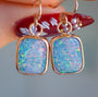 14K Rose Gold Australian Opal doublet earrings / Shepherd's hooks / solid gold / Dainty charms