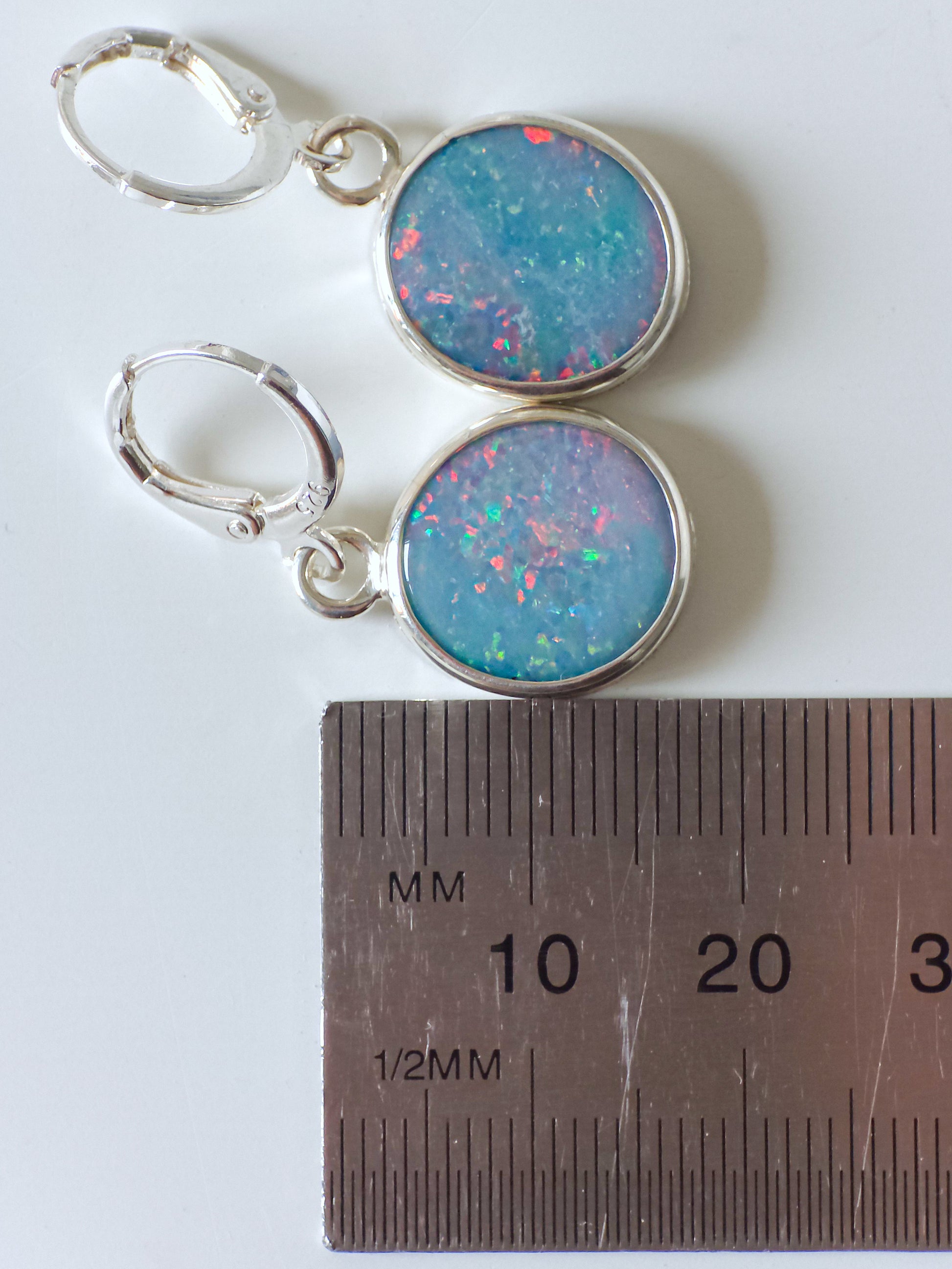 BLOSSOMS | Australian opal drop earrings / 925 silver / Coober Pedy opal doublet / euro hoop earrings