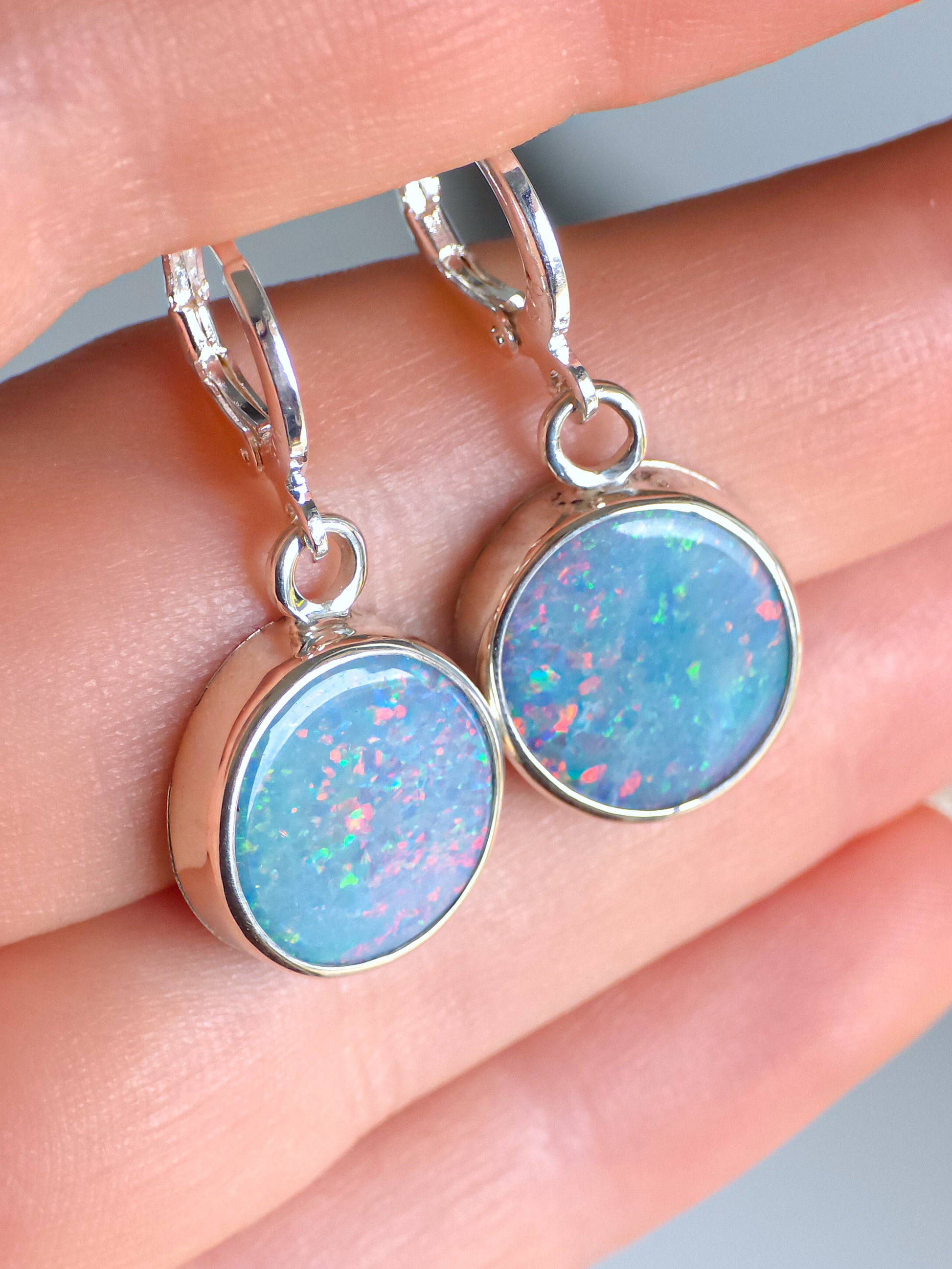 BLOSSOMS | Australian opal drop earrings / 925 silver / Coober Pedy opal doublet / euro hoop earrings