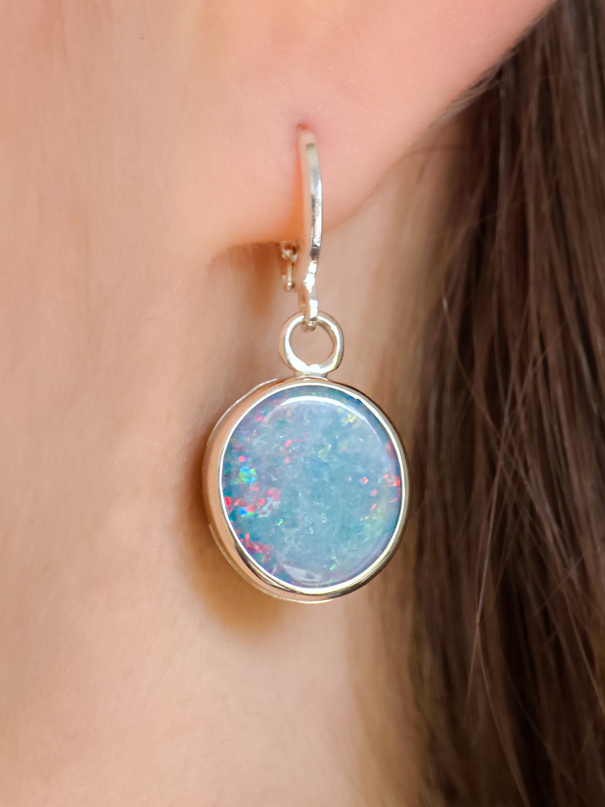 BLOSSOMS | Australian opal drop earrings / 925 silver / Coober Pedy opal doublet / euro hoop earrings