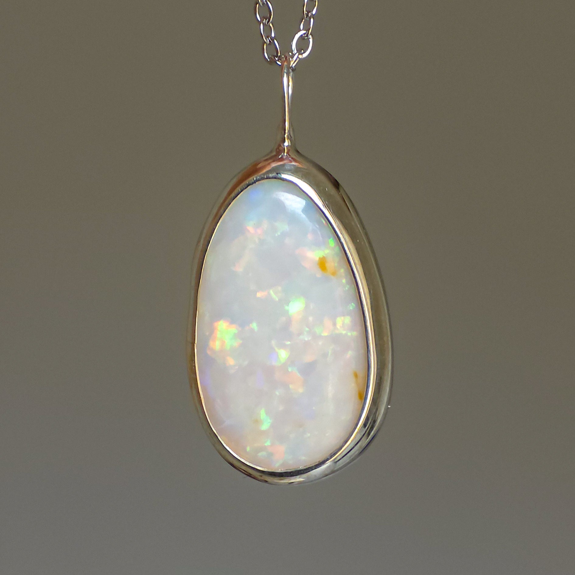 AURORA | Solid Coober Pedy Opal pendant / Australian opal necklace / solid rainbow opal