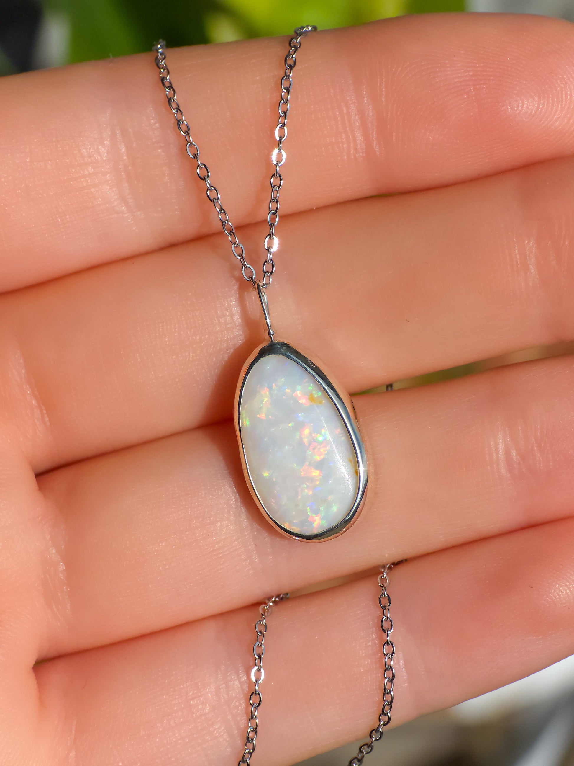 AURORA | Solid Coober Pedy Opal pendant / Australian opal necklace / solid rainbow opal