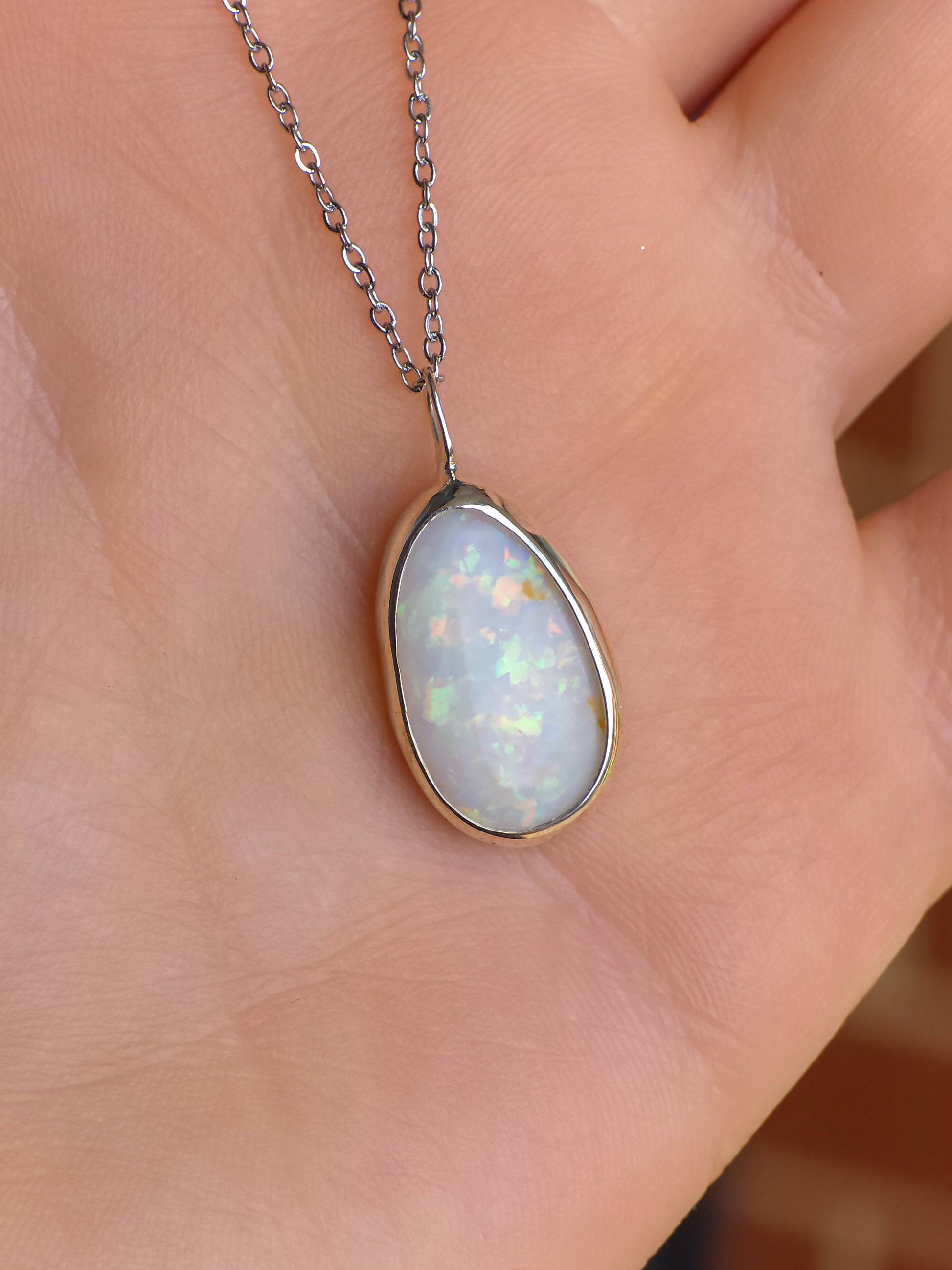 AURORA | Solid Coober Pedy Opal pendant / Australian opal necklace / solid rainbow opal