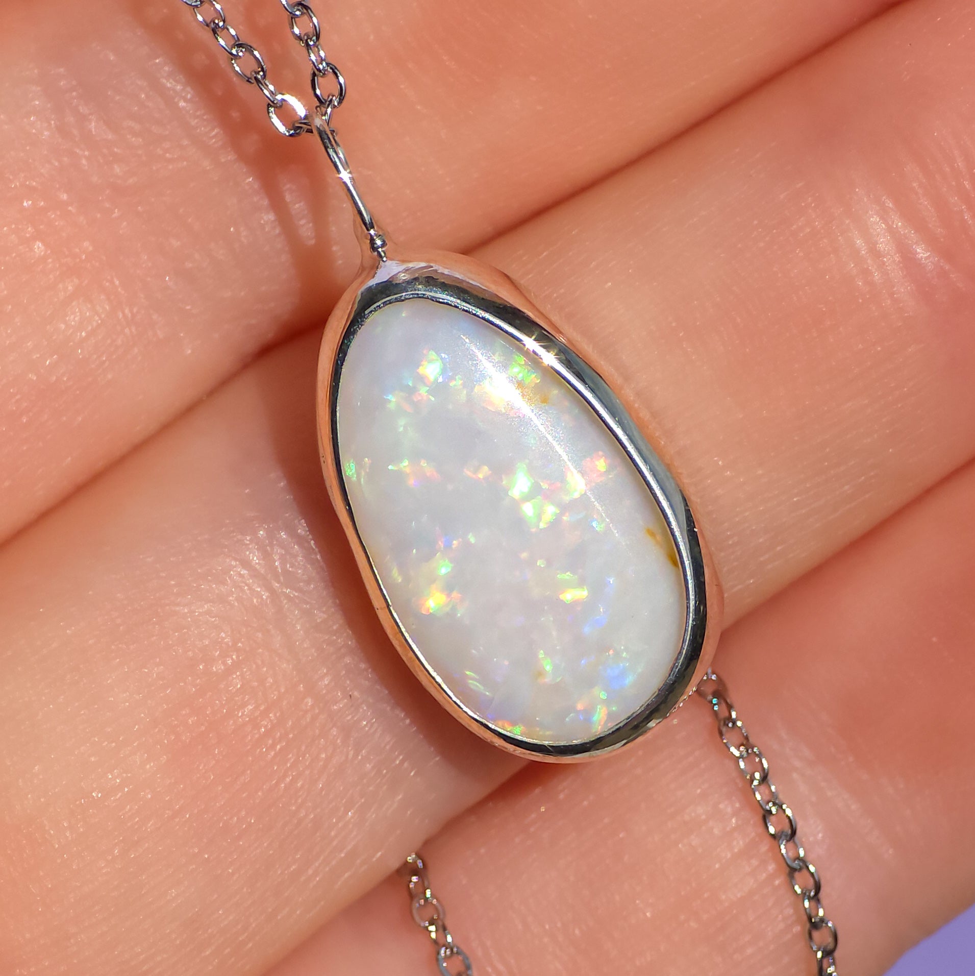 AURORA | Solid Coober Pedy Opal pendant / Australian opal necklace / solid rainbow opal