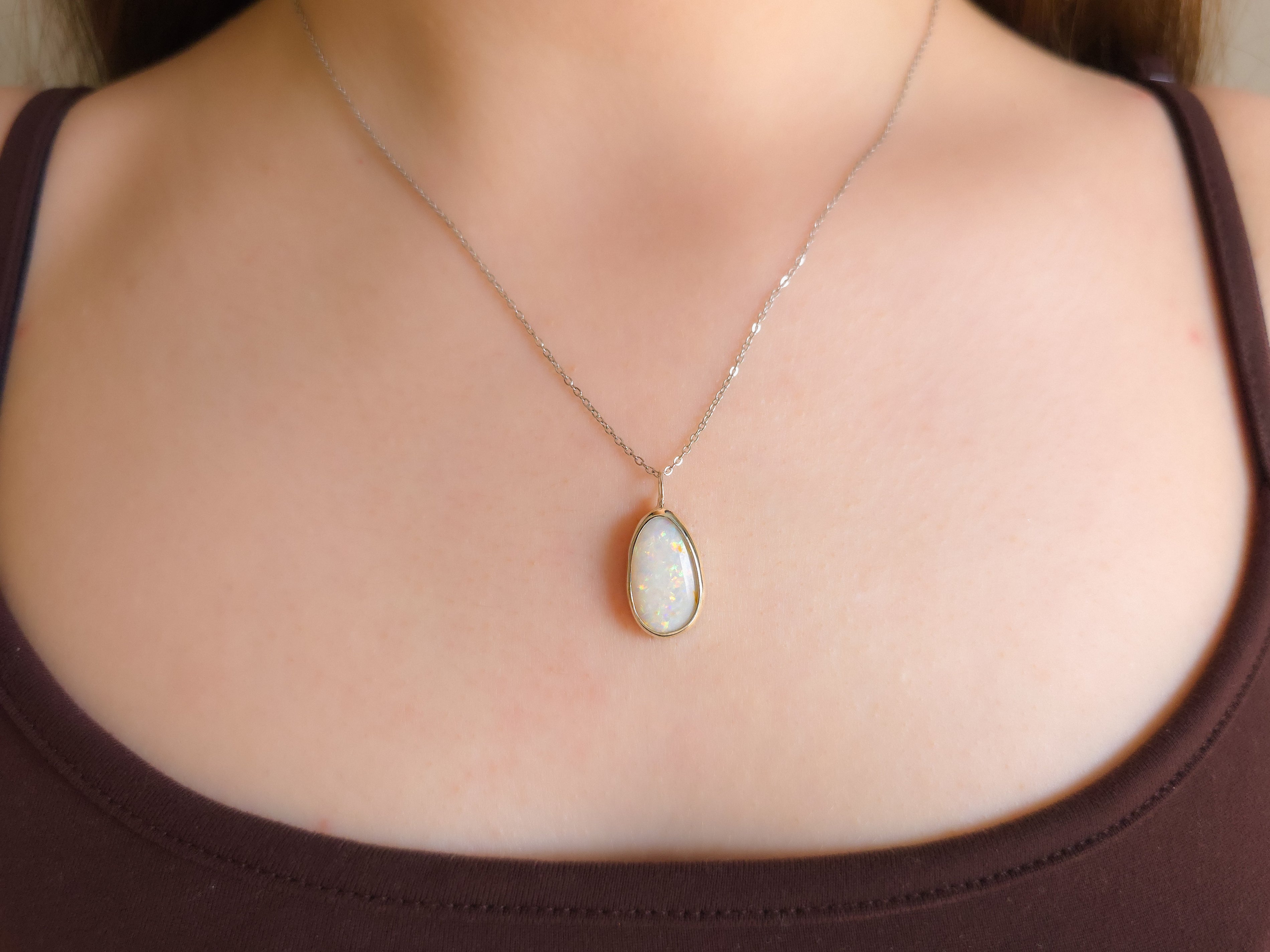 AURORA | Solid Coober Pedy Opal pendant / Australian opal necklace / solid rainbow opal