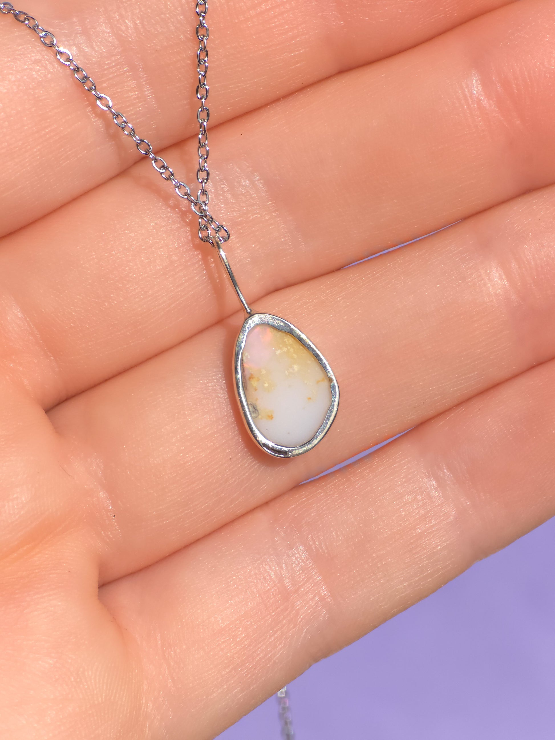 LILY | Solid Coober Pedy Opal pendant / Australian opal necklace / solid white opal