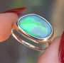 Australian Mintabie opal doublet ring / Free Sizing / 925 solid silver / minimal jewelry / flashy green