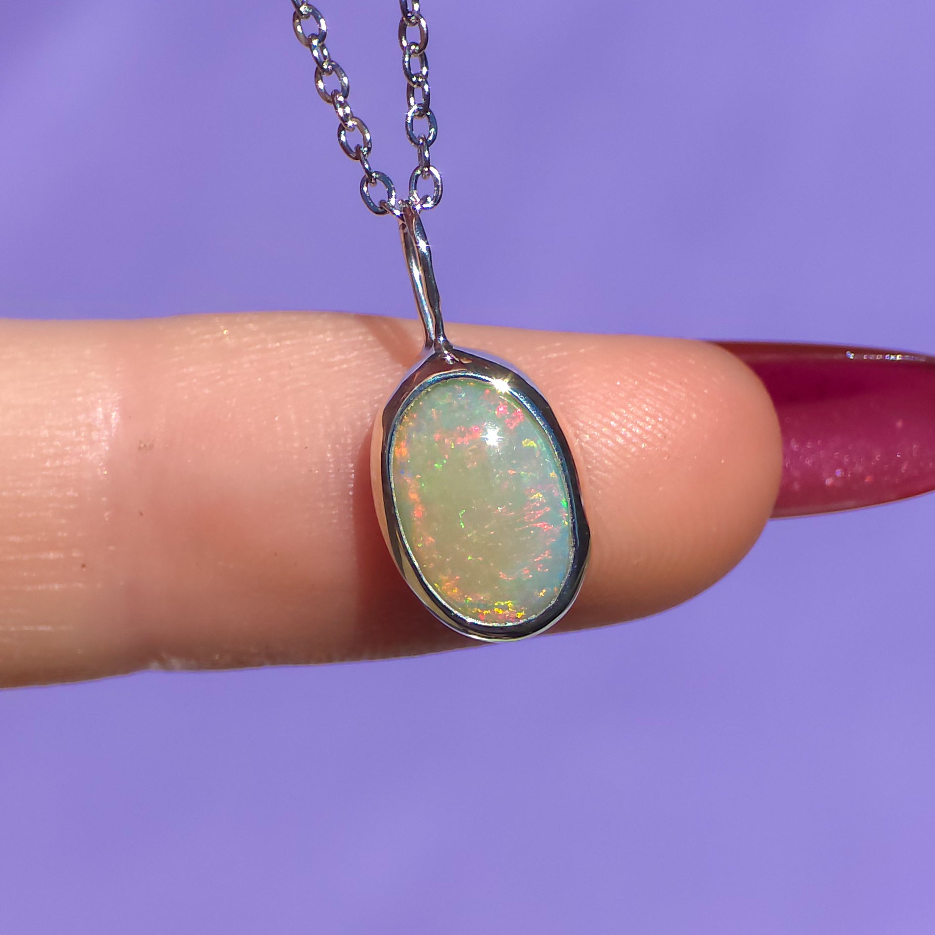 FLORA | Mintabie opal doublet pendant / 925 Silver / Australian opal necklace