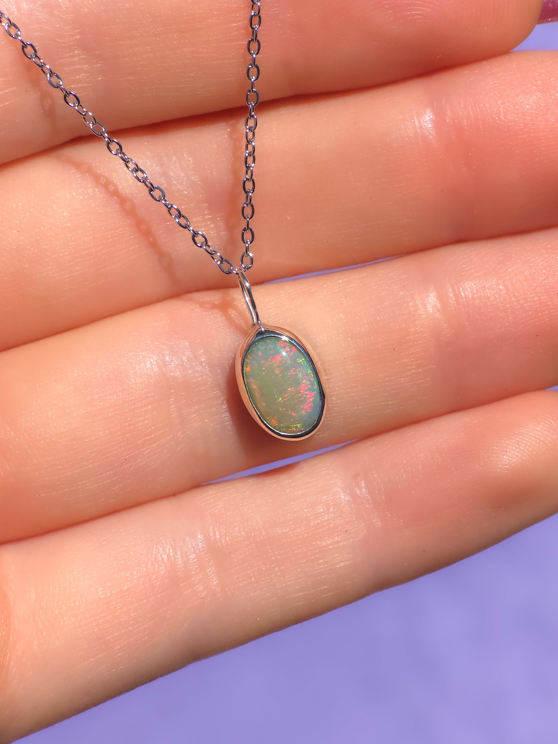 FLORA | Mintabie opal doublet pendant / 925 Silver / Australian opal necklace