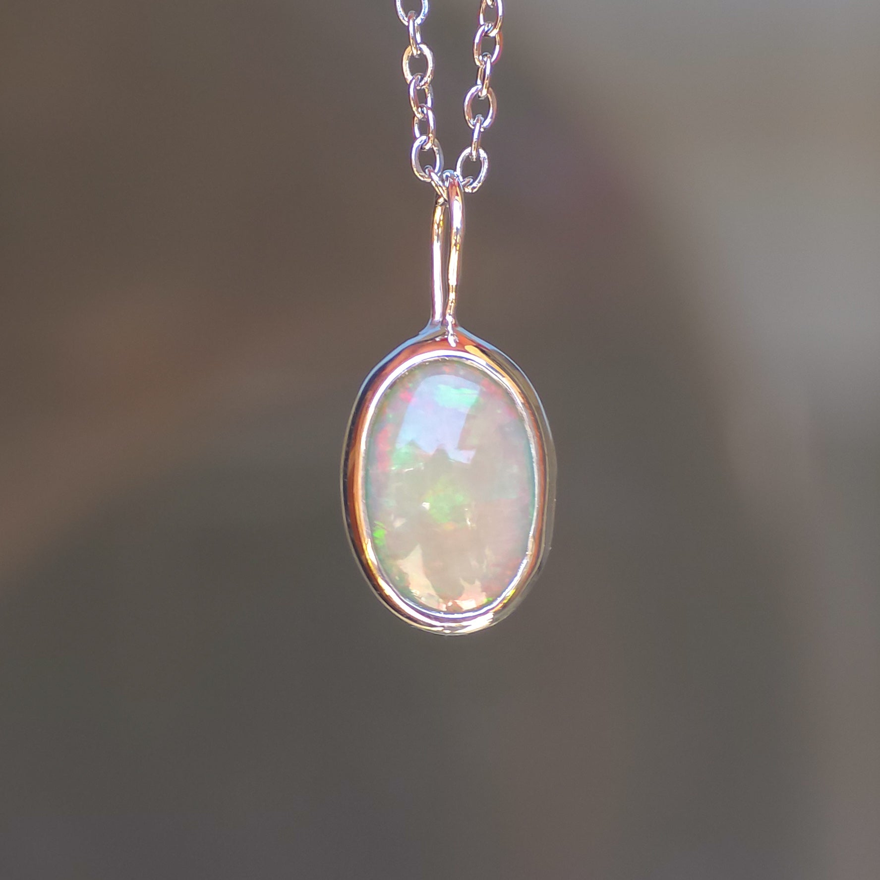 FLORA | Mintabie opal doublet pendant / 925 Silver / Australian opal necklace