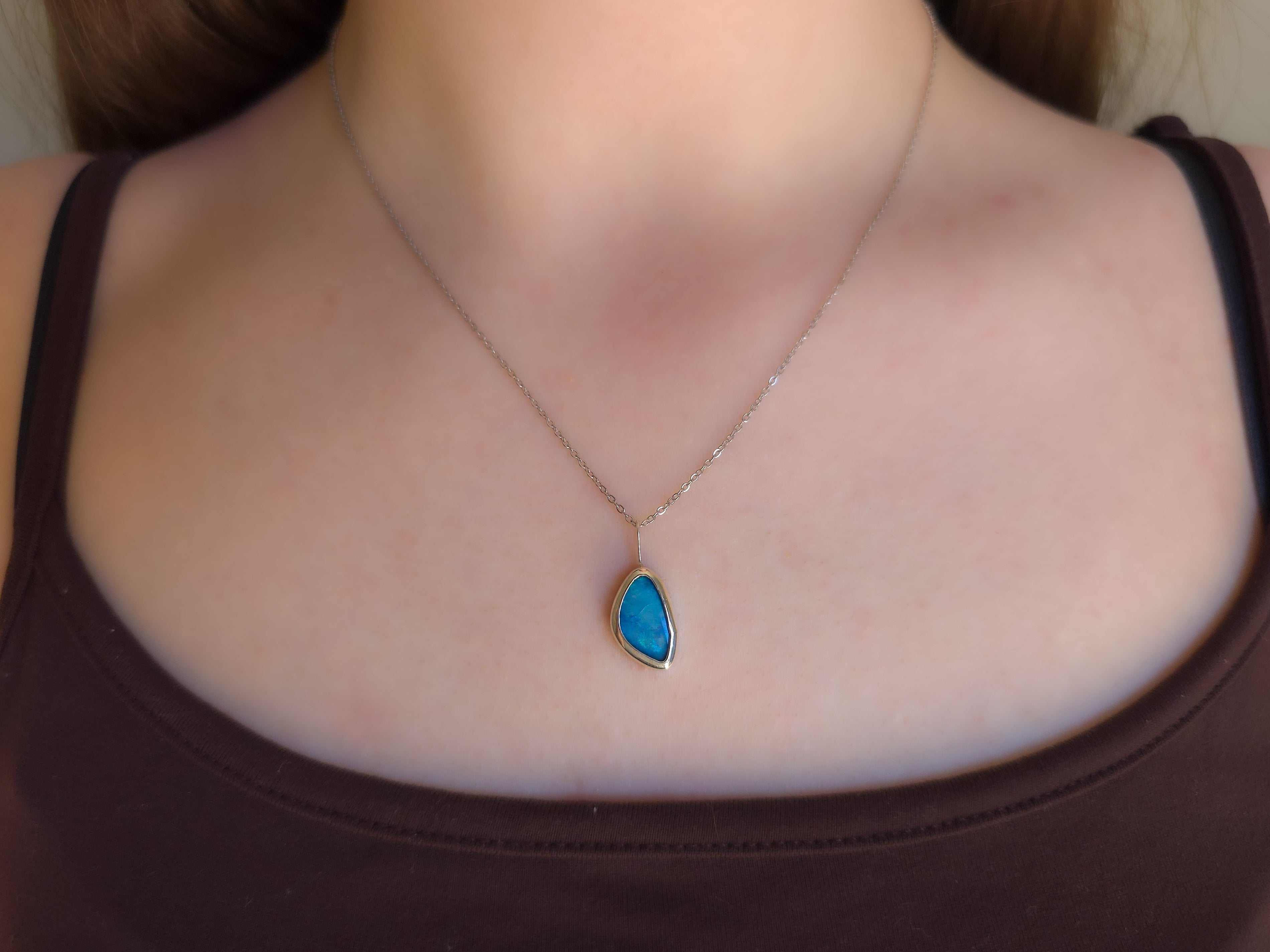 BLUEBELL | Mintabie opal doublet pendant / 925 Silver / Australian opal necklace