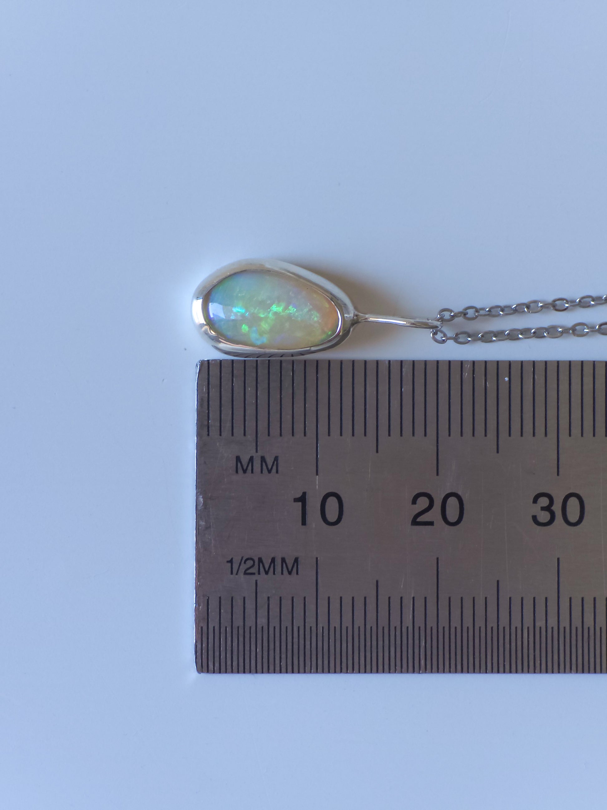 FERN | Solid Crystal Mintabie opal pendant / 925 Silver / Australian opal necklace