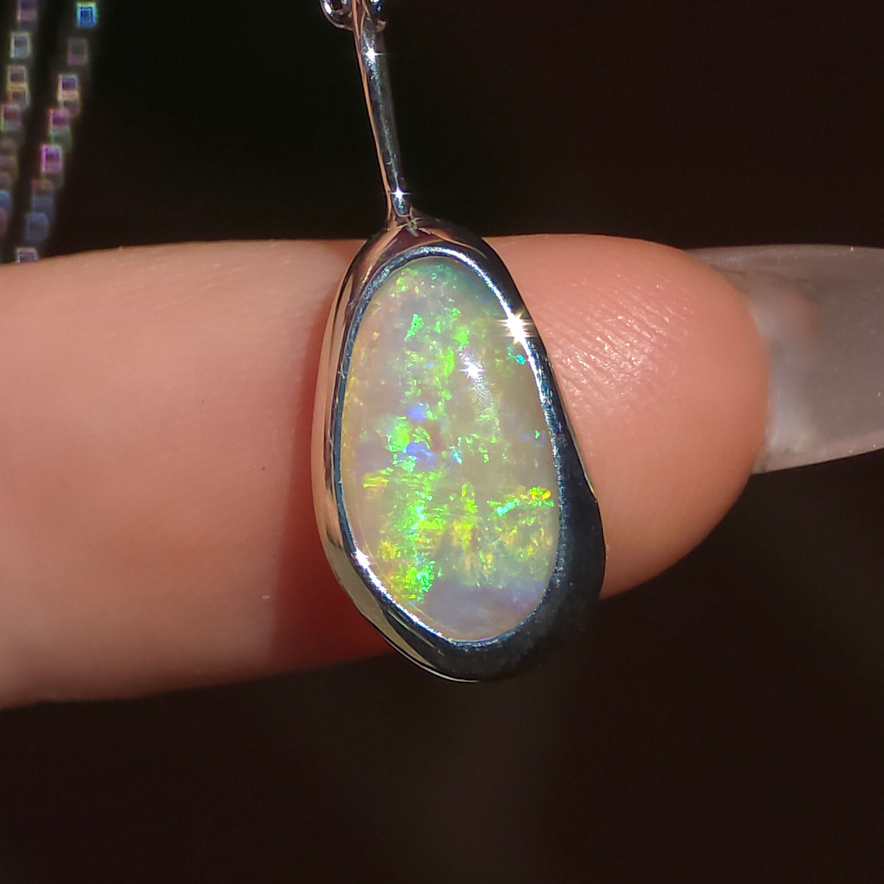 FERN | Solid Crystal Mintabie opal pendant / 925 Silver / Australian opal necklace