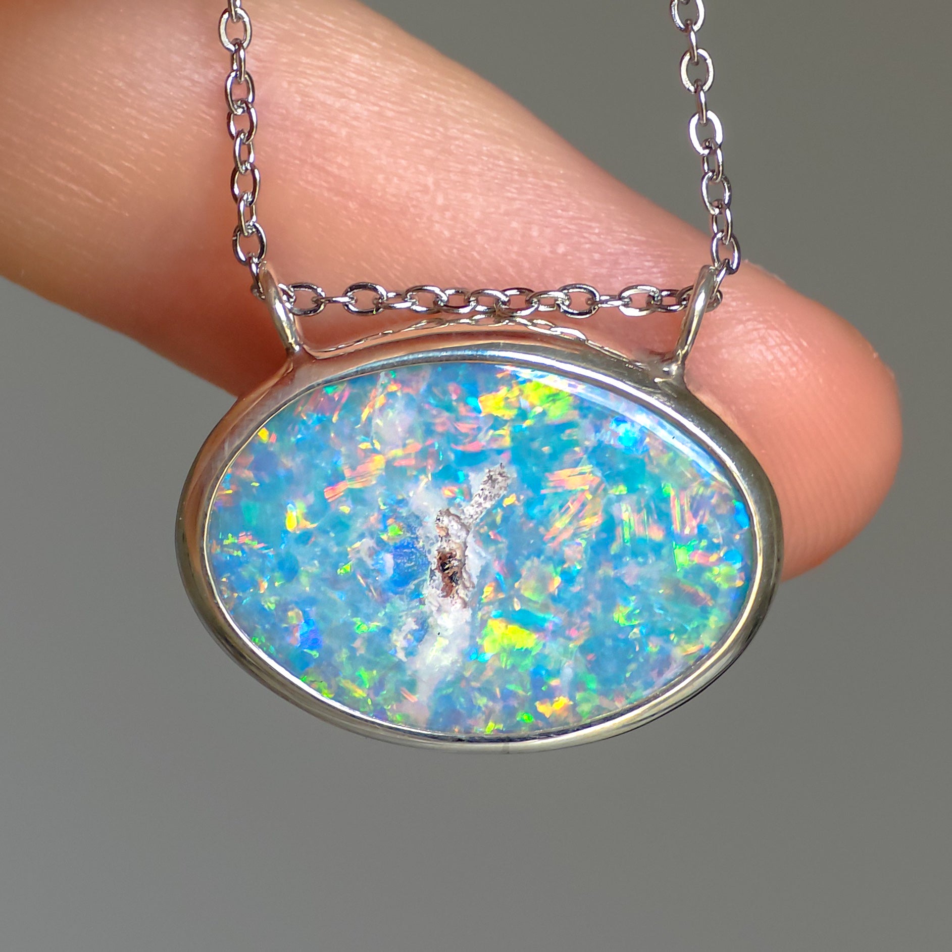 FLORAL | Coober Pedy opal doublet pendant / minimalist jewelry / Australian opal / crystal opal necklace