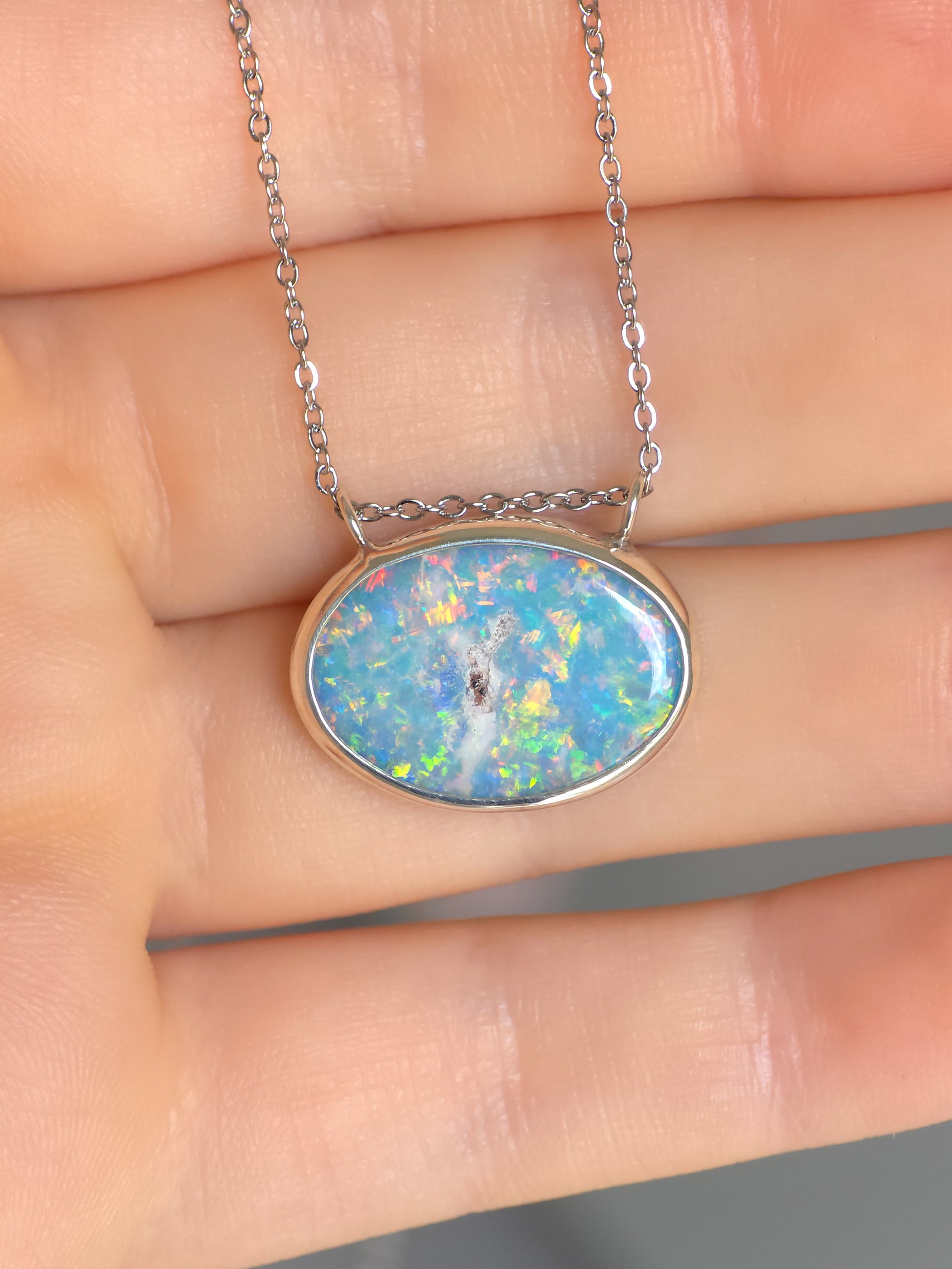 FLORAL | Coober Pedy opal doublet pendant / minimalist jewelry / Australian opal / crystal opal necklace