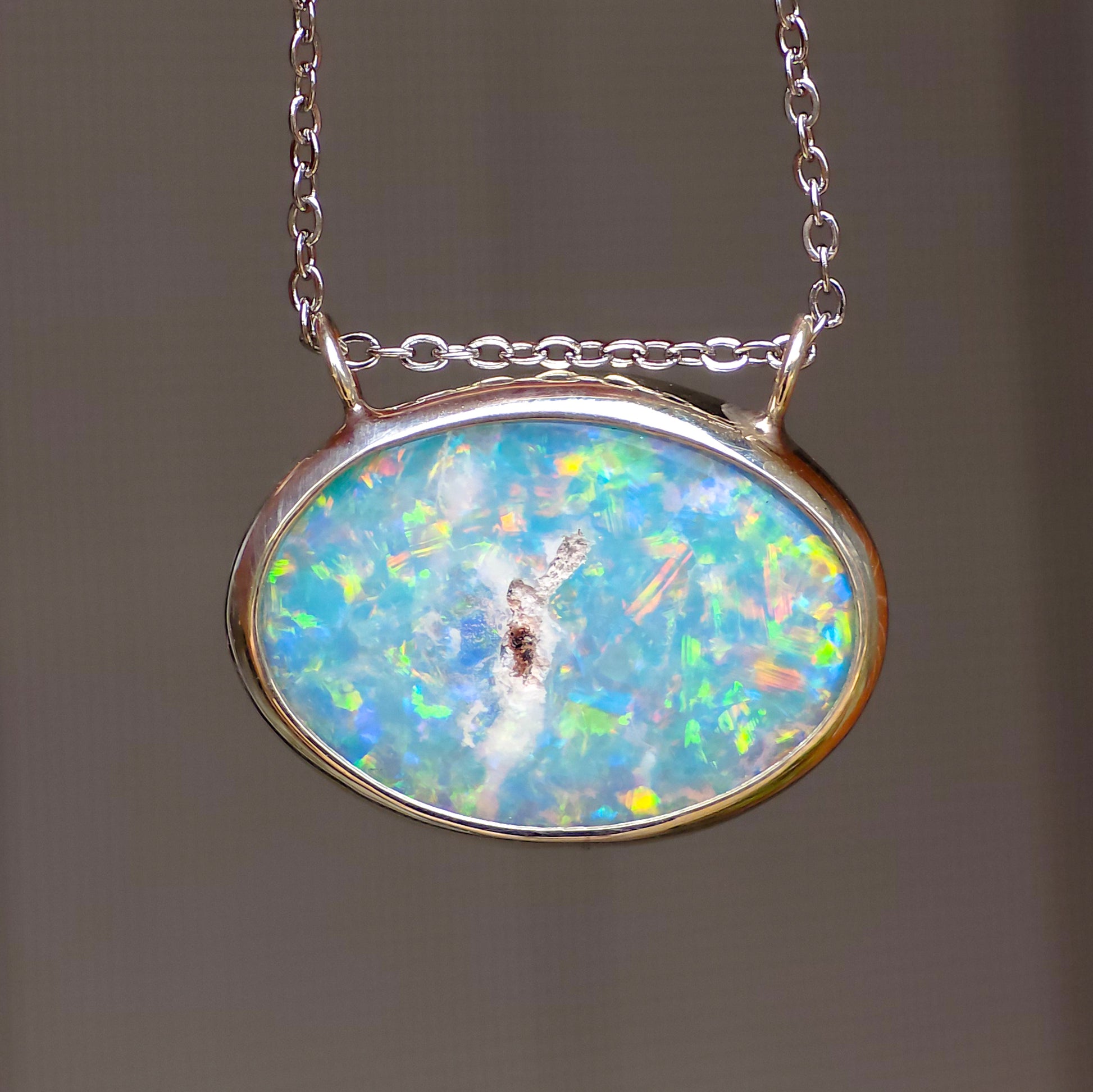 FLORAL | Coober Pedy opal doublet pendant / minimalist jewelry / Australian opal / crystal opal necklace