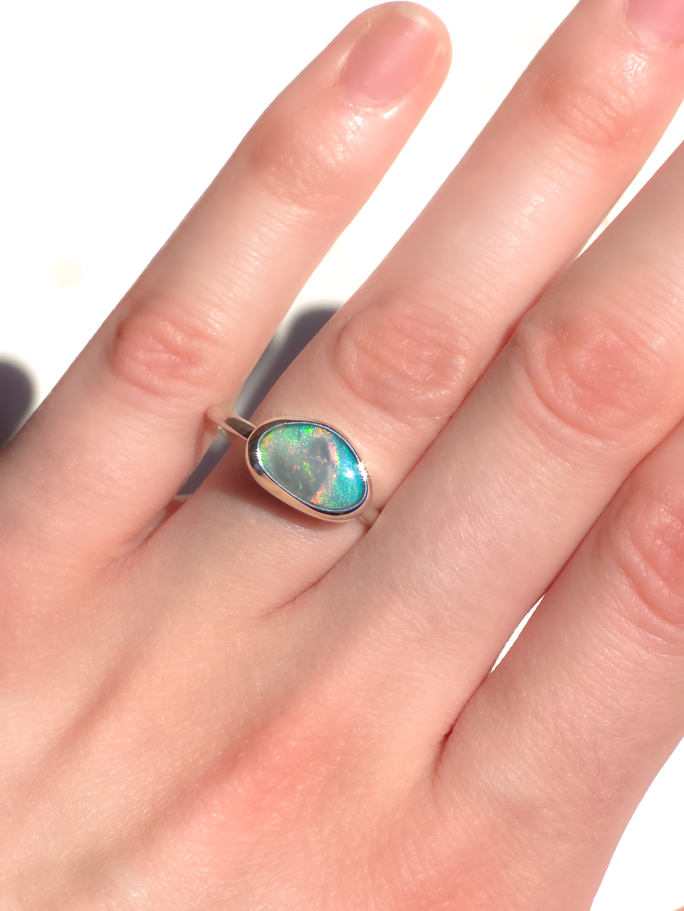 RED HEART | Solid Australian Mintabie opal ring / Free Sizing / 925 solid silver / minimal jewelry / heart opal