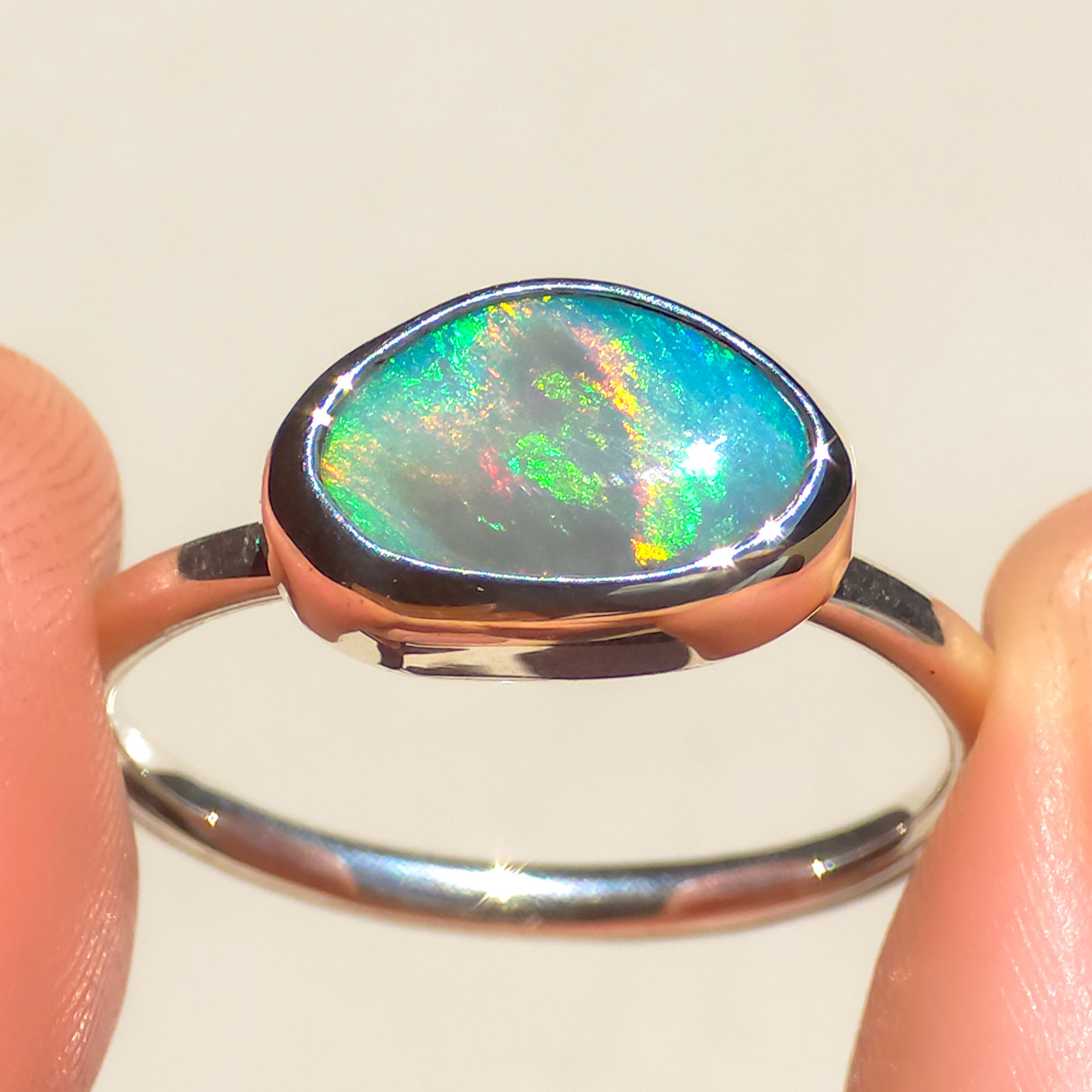 RED HEART | Solid Australian Mintabie opal ring / Free Sizing / 925 solid silver / minimal jewelry / heart opal