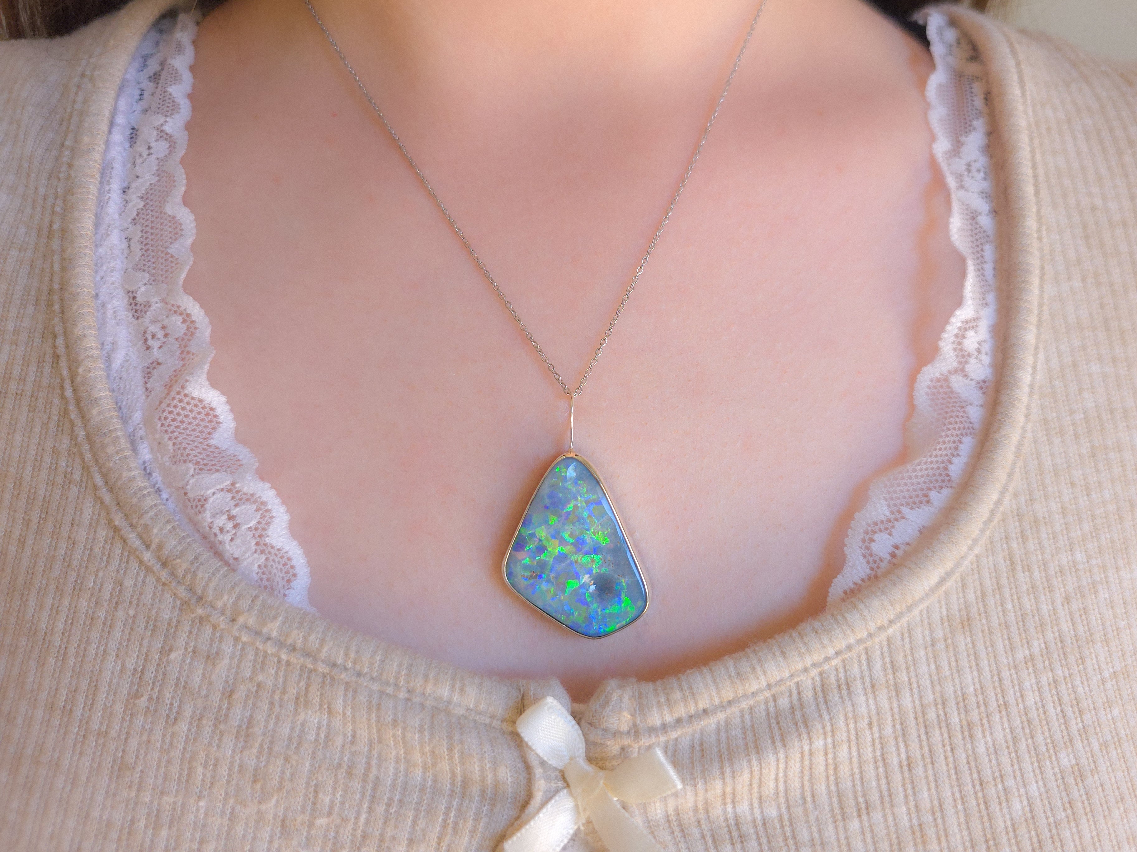 GALAXY | Australian opal doublet pendant / 925 Silver/ Coober Pedy/ statement pendant