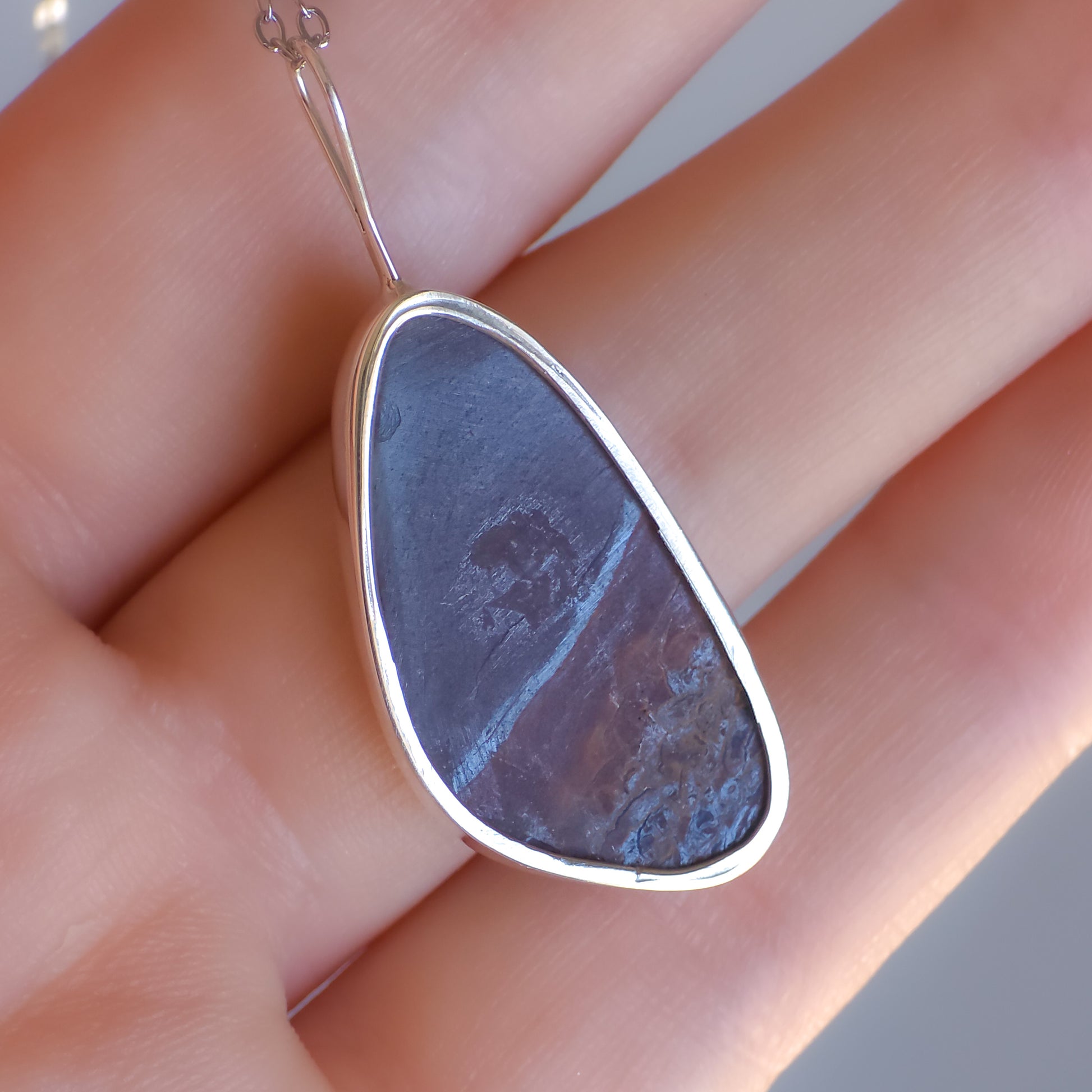 PIXIE | Mintabie opal doublet pendant / 925 Silver / Australian opal necklace