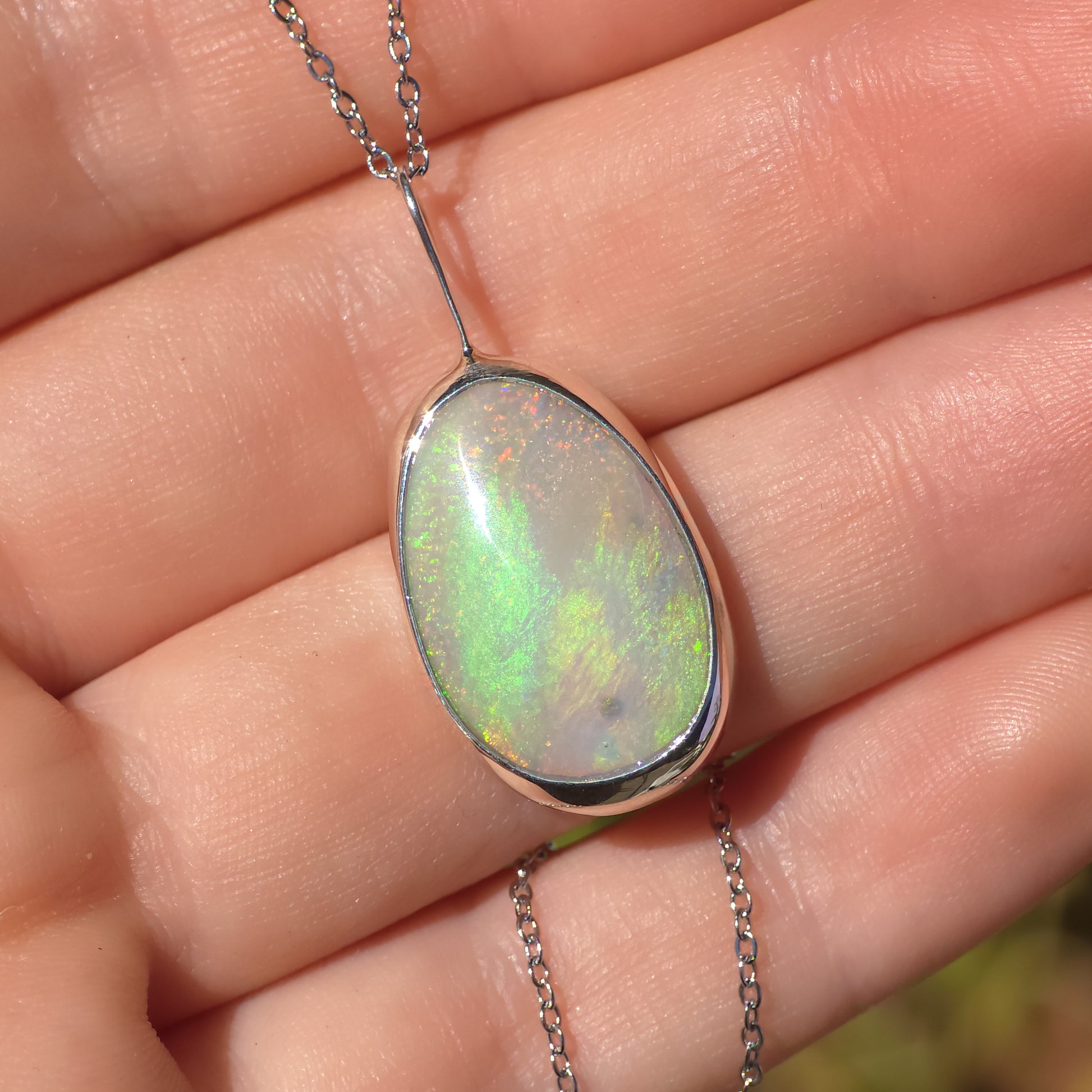 SUNRISE | Solid Mintabie opal pendant / 925 Silver / Australian opal necklace / Solid opal pendant