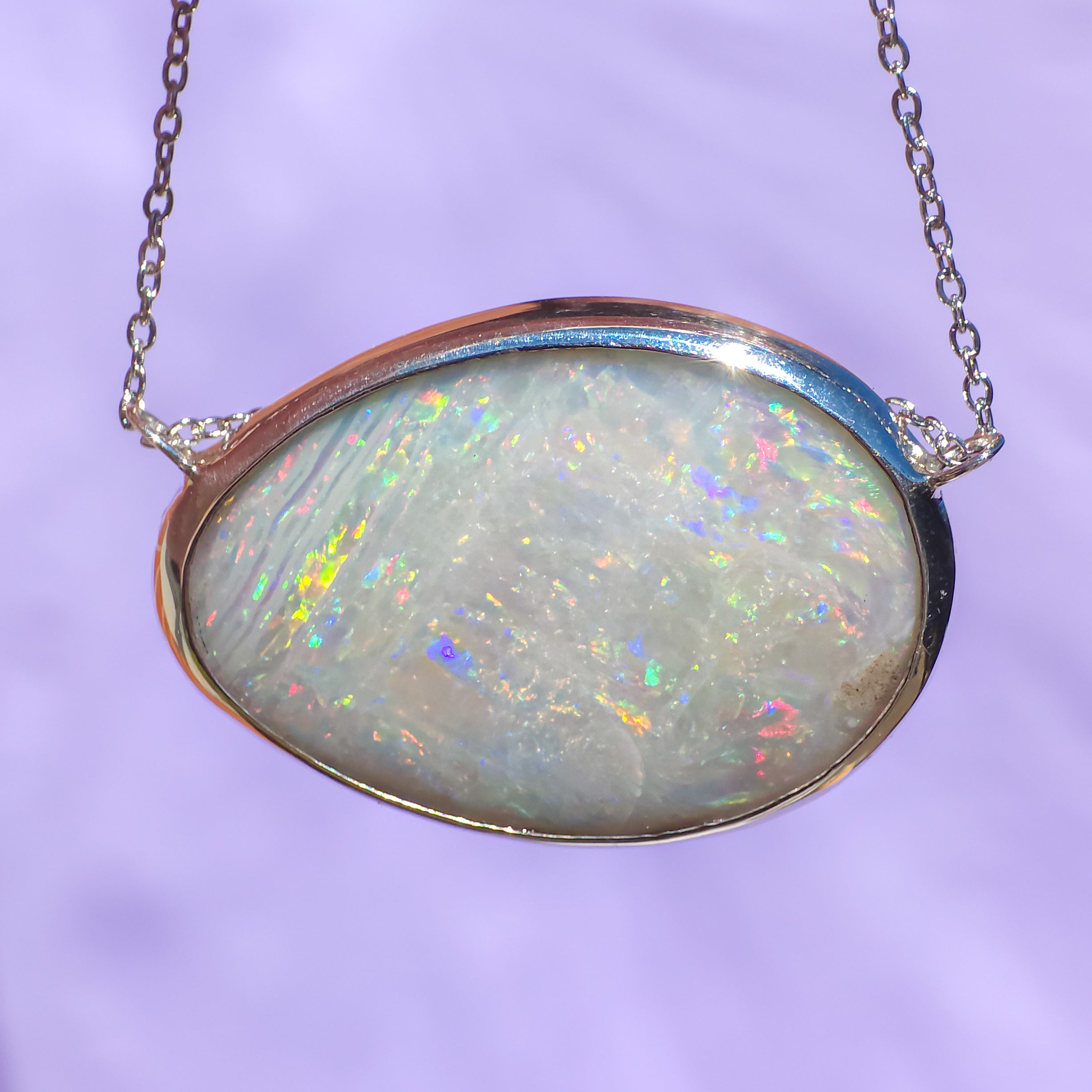 GIARDINO | Australian opal doublet pendant / Mintabie opal / 925 silver