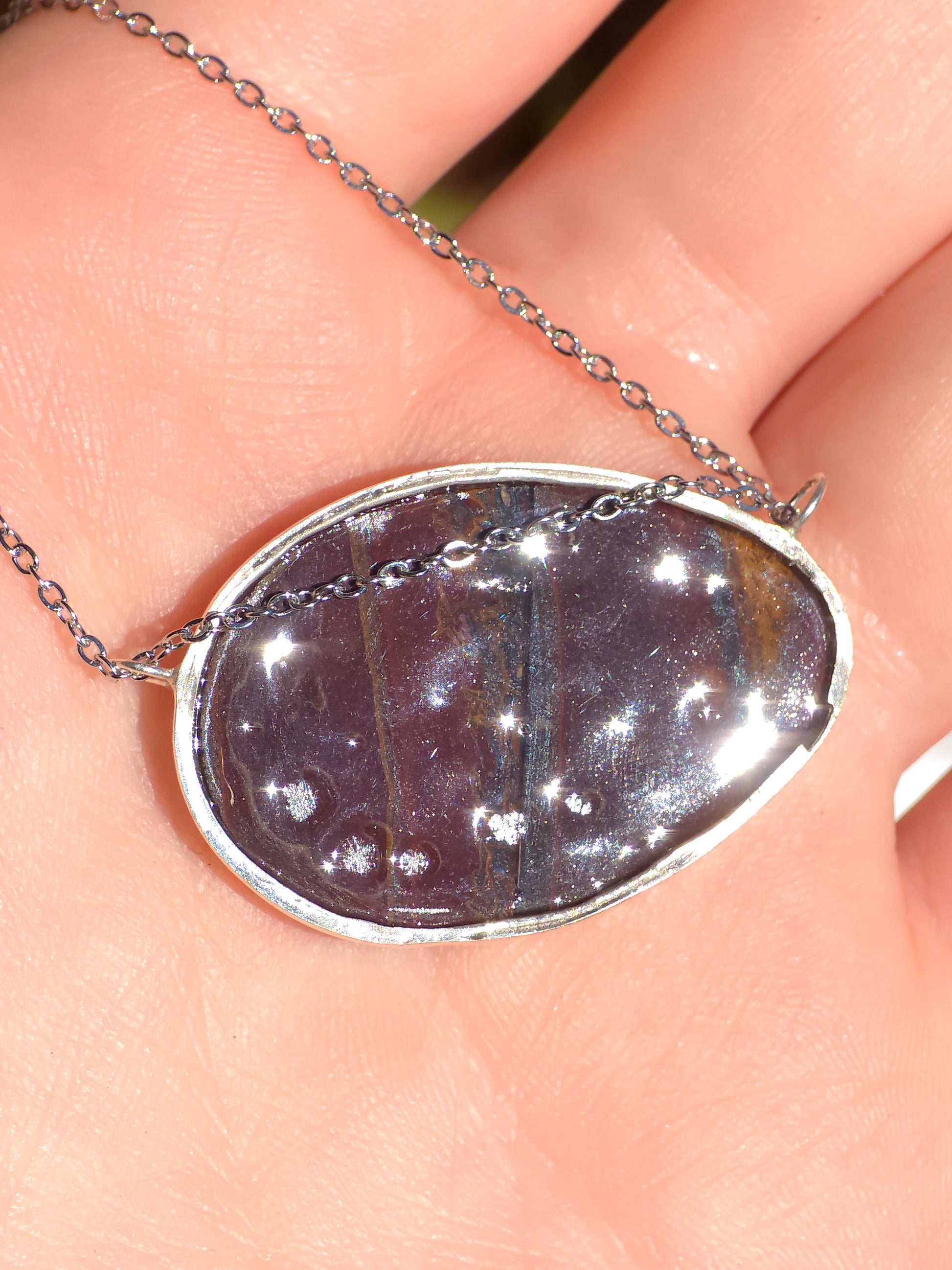 GIARDINO | Australian opal doublet pendant / Mintabie opal / 925 silver