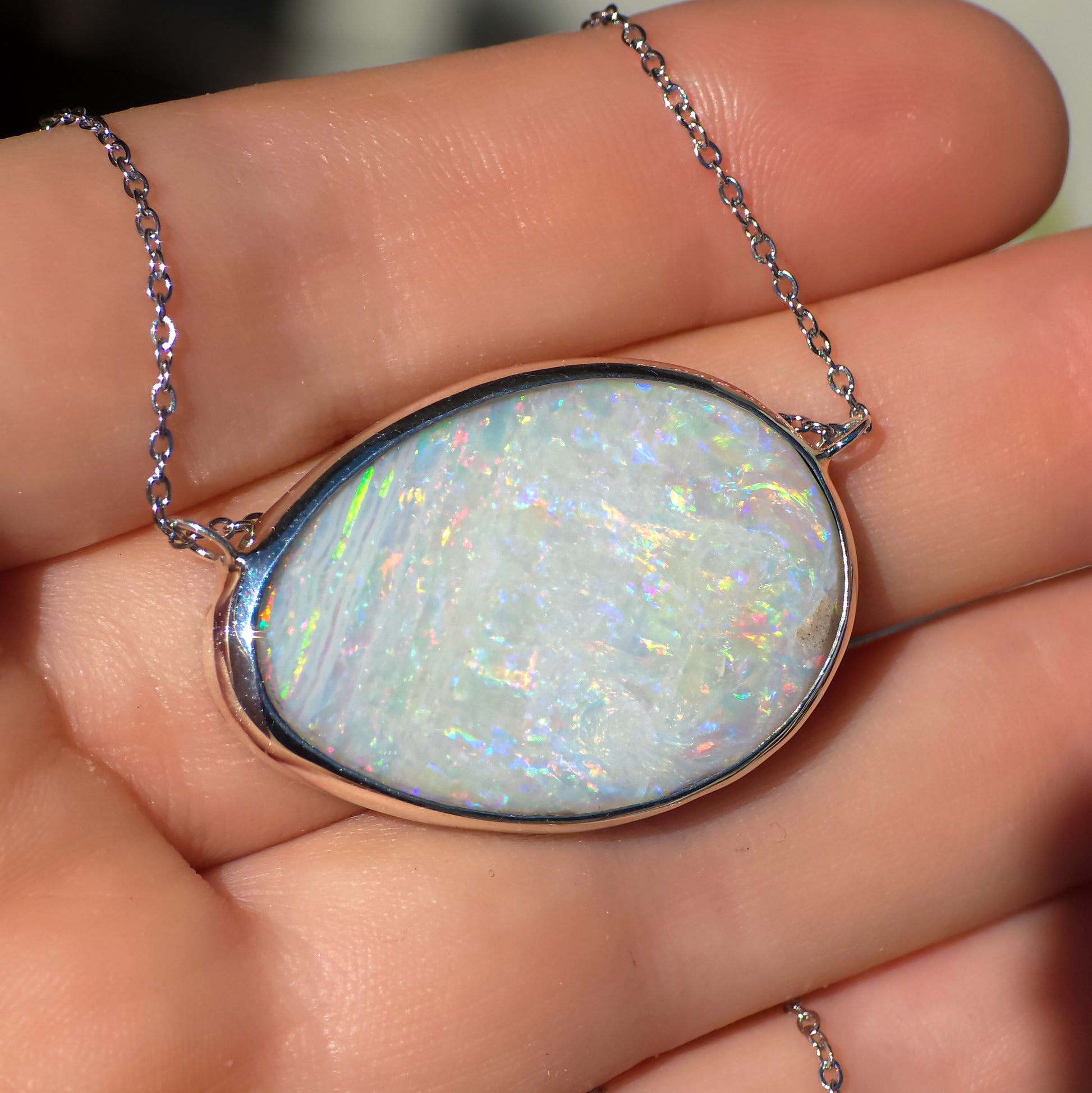GIARDINO | Australian opal doublet pendant / Mintabie opal / 925 silver