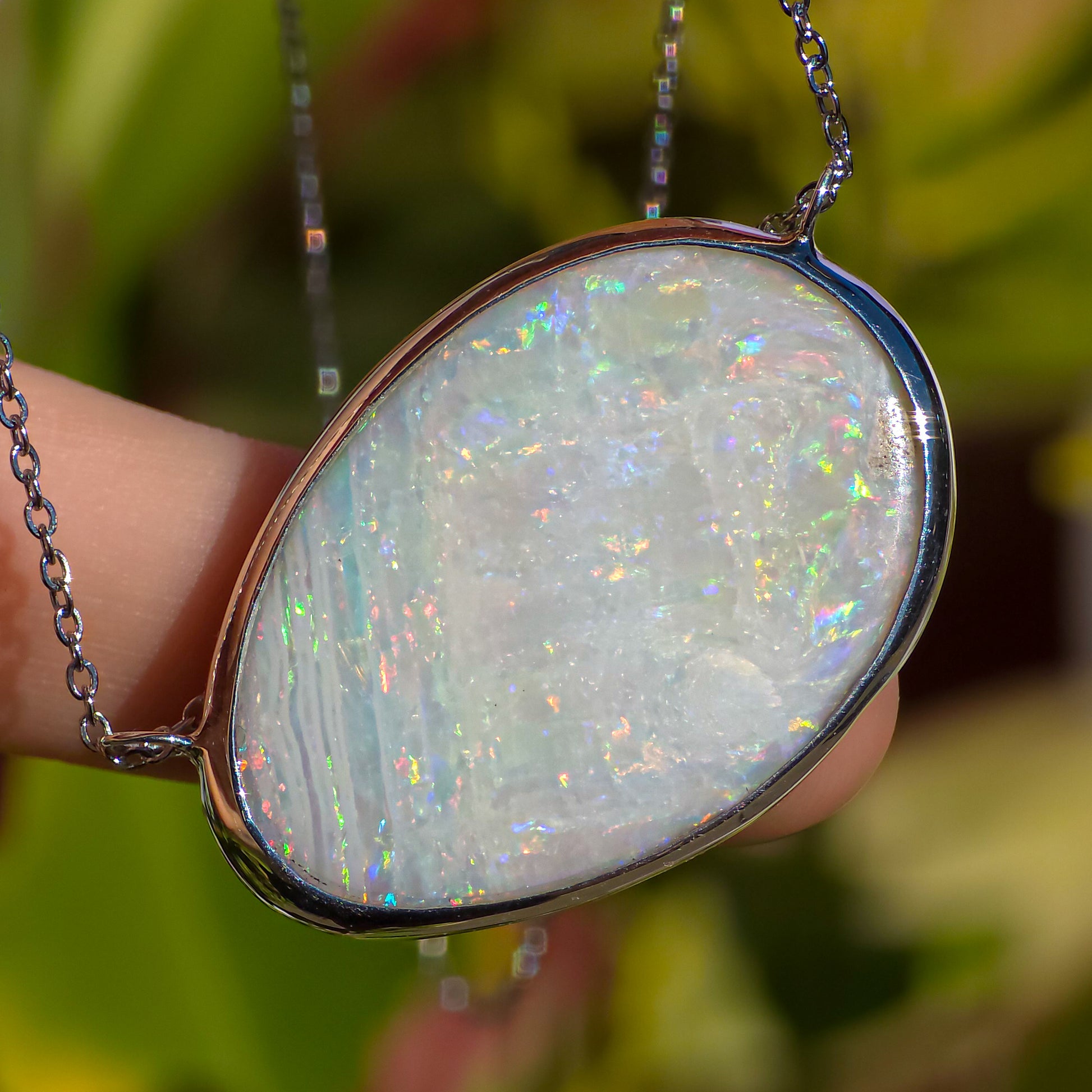 GIARDINO | Australian opal doublet pendant / Mintabie opal / 925 silver