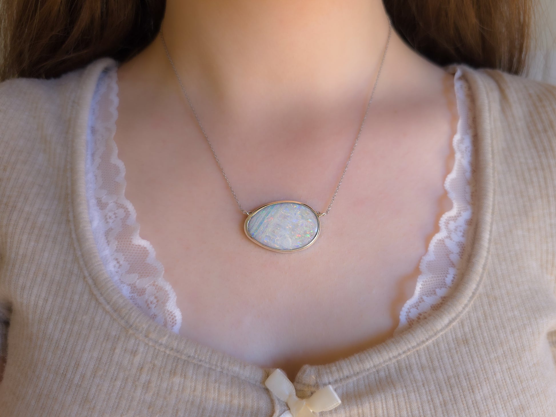 GIARDINO | Australian opal doublet pendant / Mintabie opal / 925 silver