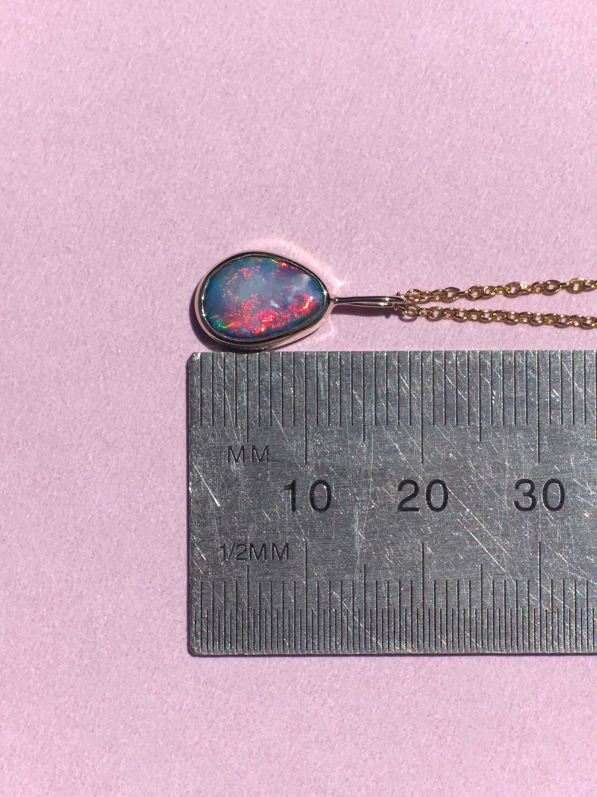 CHERRY BLOSSOM | 14K Gold Coober Pedy opal doublet necklace/ pink crystal opal/ minimalist jewelry