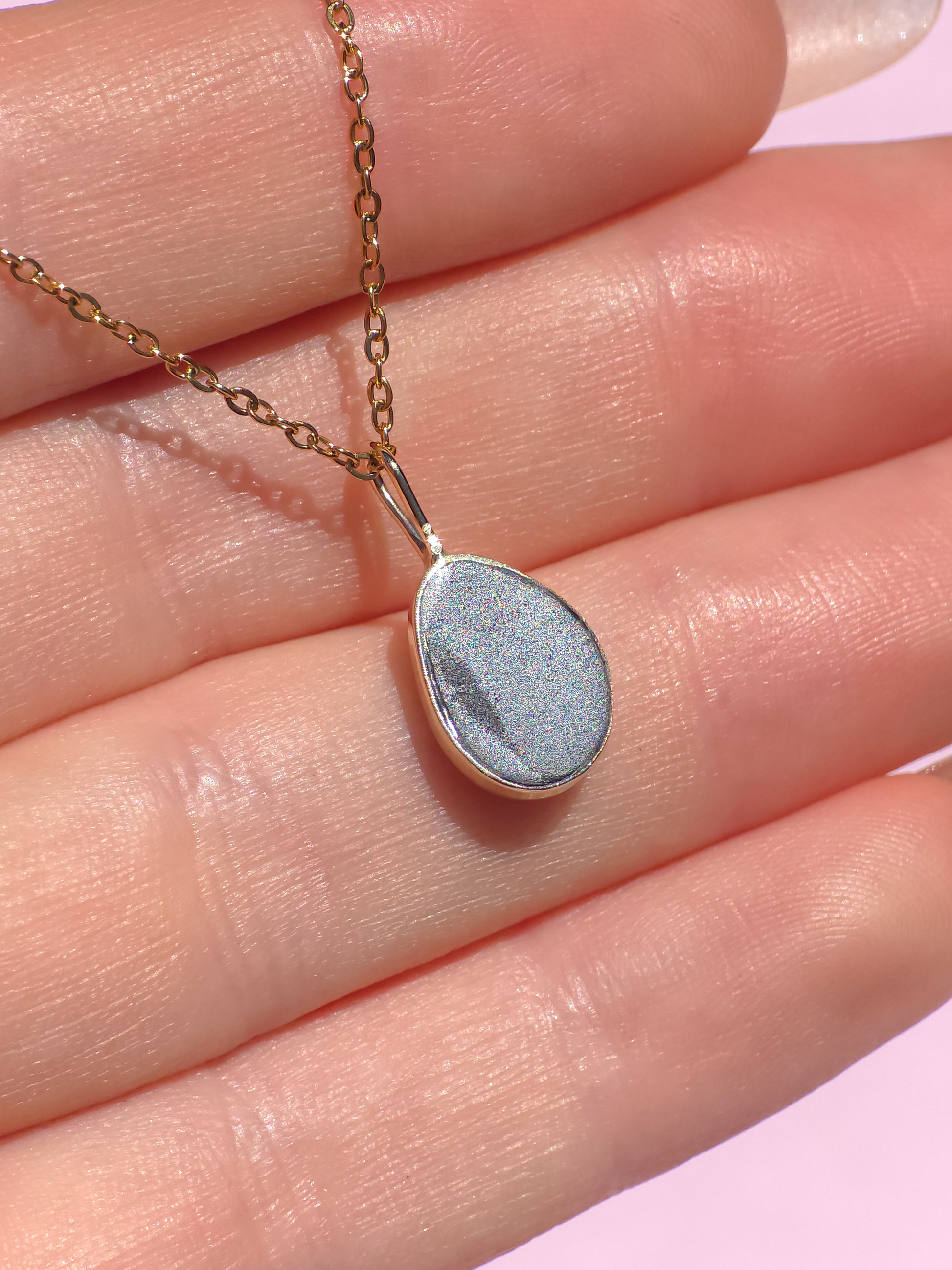 CHERRY BLOSSOM | 14K Gold Coober Pedy opal doublet necklace/ pink crystal opal/ minimalist jewelry