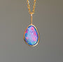 CHERRY BLOSSOM | 14K Gold Coober Pedy opal doublet necklace/ pink crystal opal/ minimalist jewelry