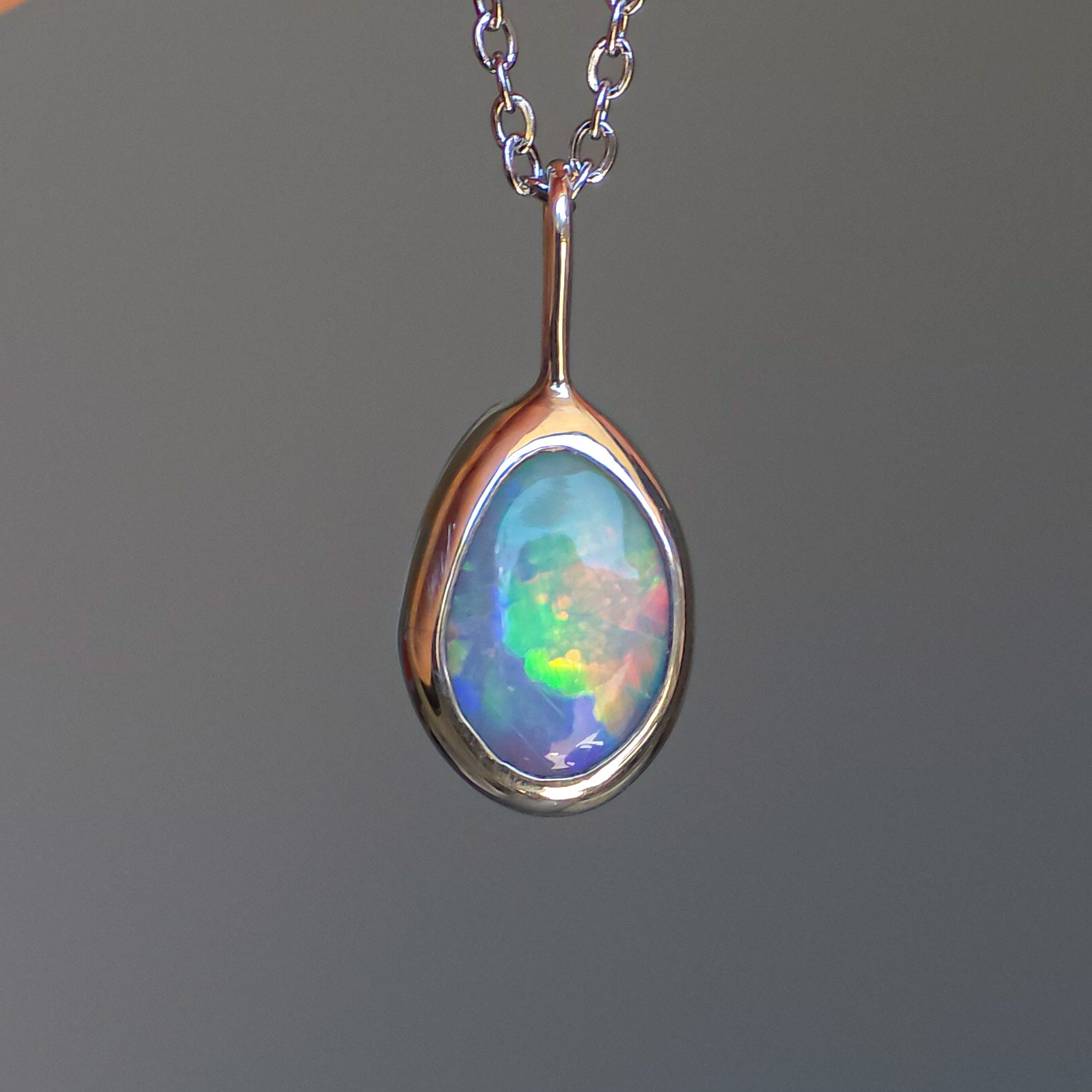BAY | Solid Australian Opal necklace / Coober Pedy opal / solid crystal opal