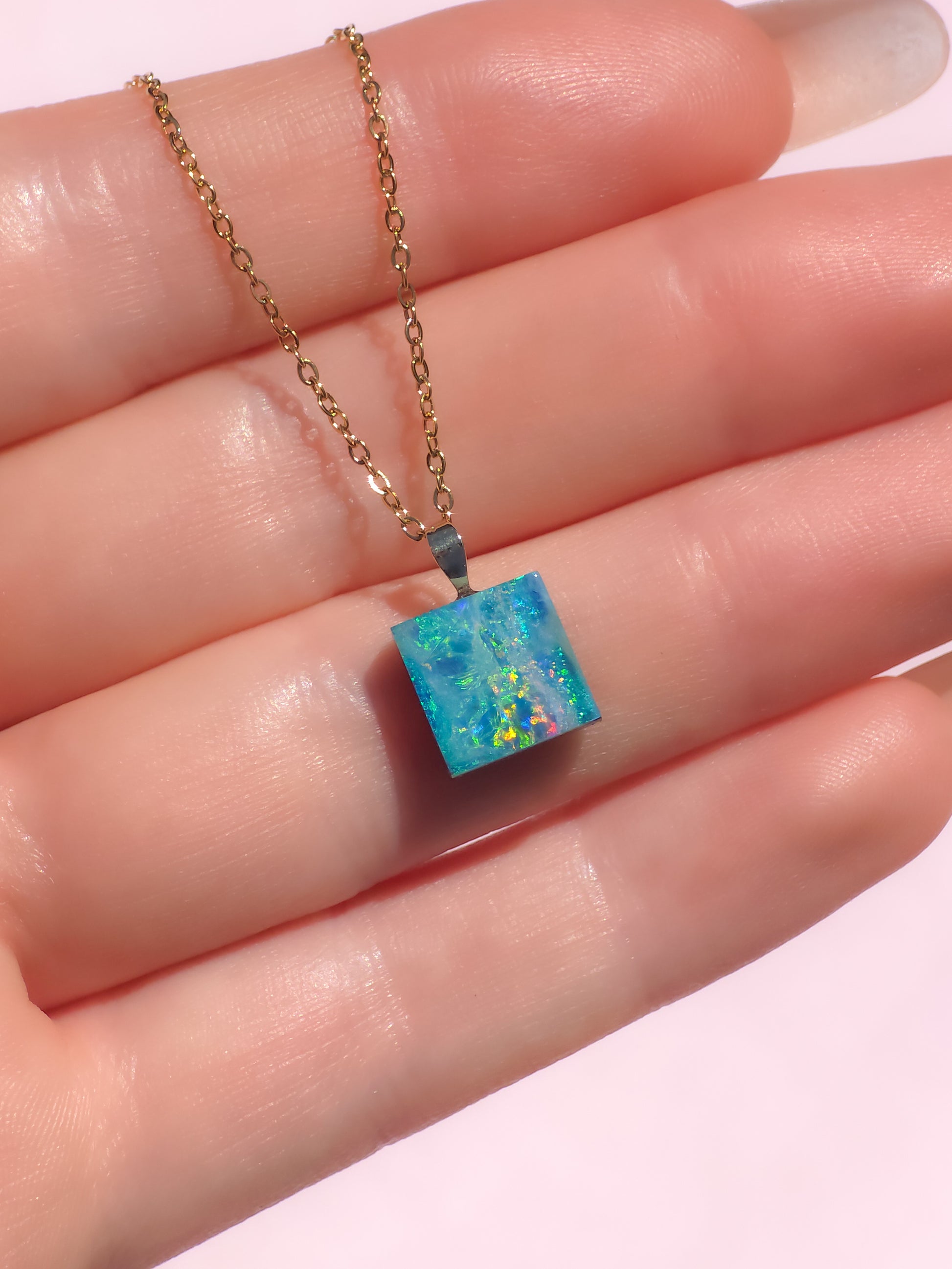 ELARA | 14K Gold Australian opal doublet/ Coober Pedy opal/ opal jewelry/ minimalist jewelry