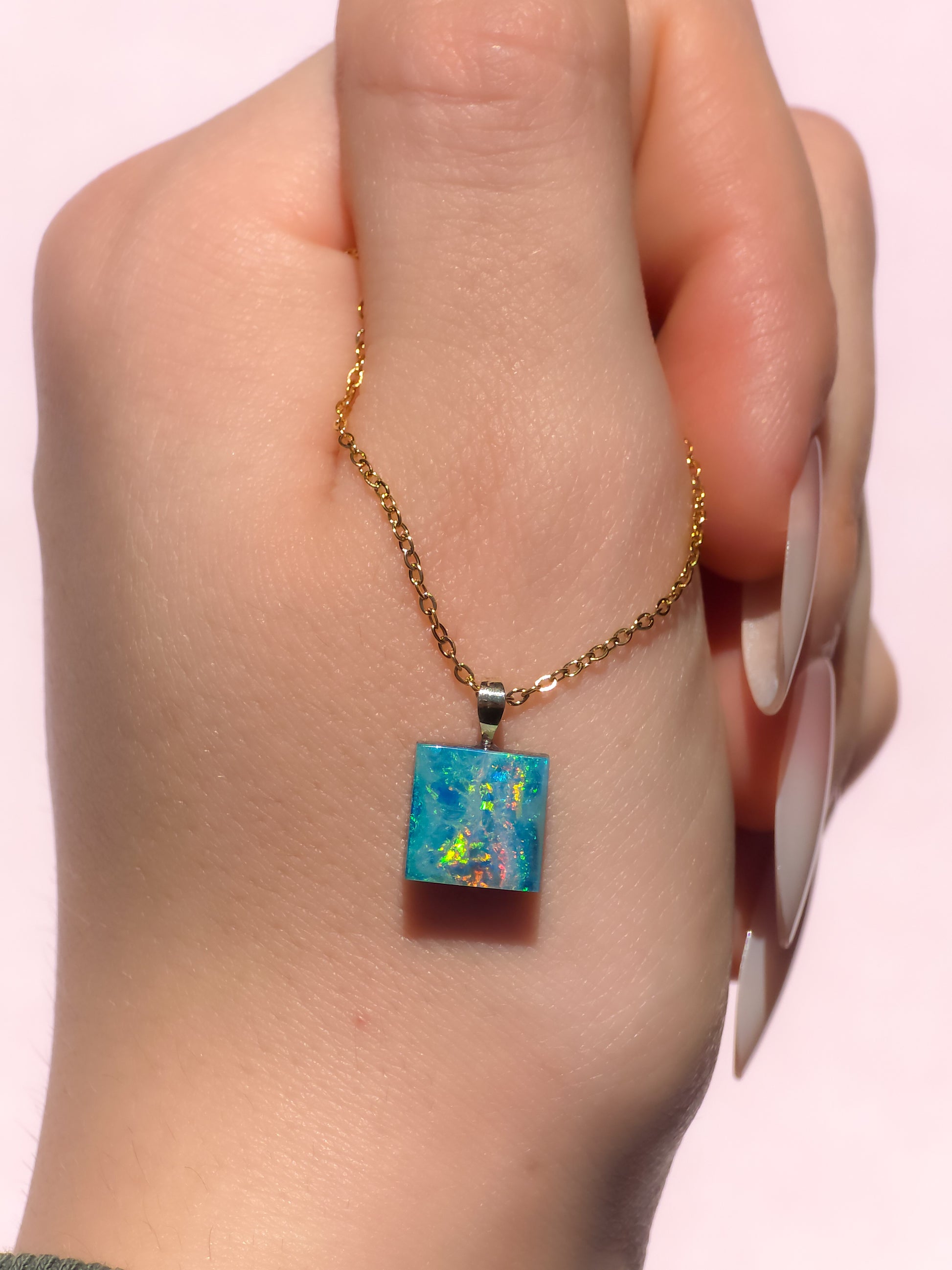 ELARA | 14K Gold Australian opal doublet/ Coober Pedy opal/ opal jewelry/ minimalist jewelry