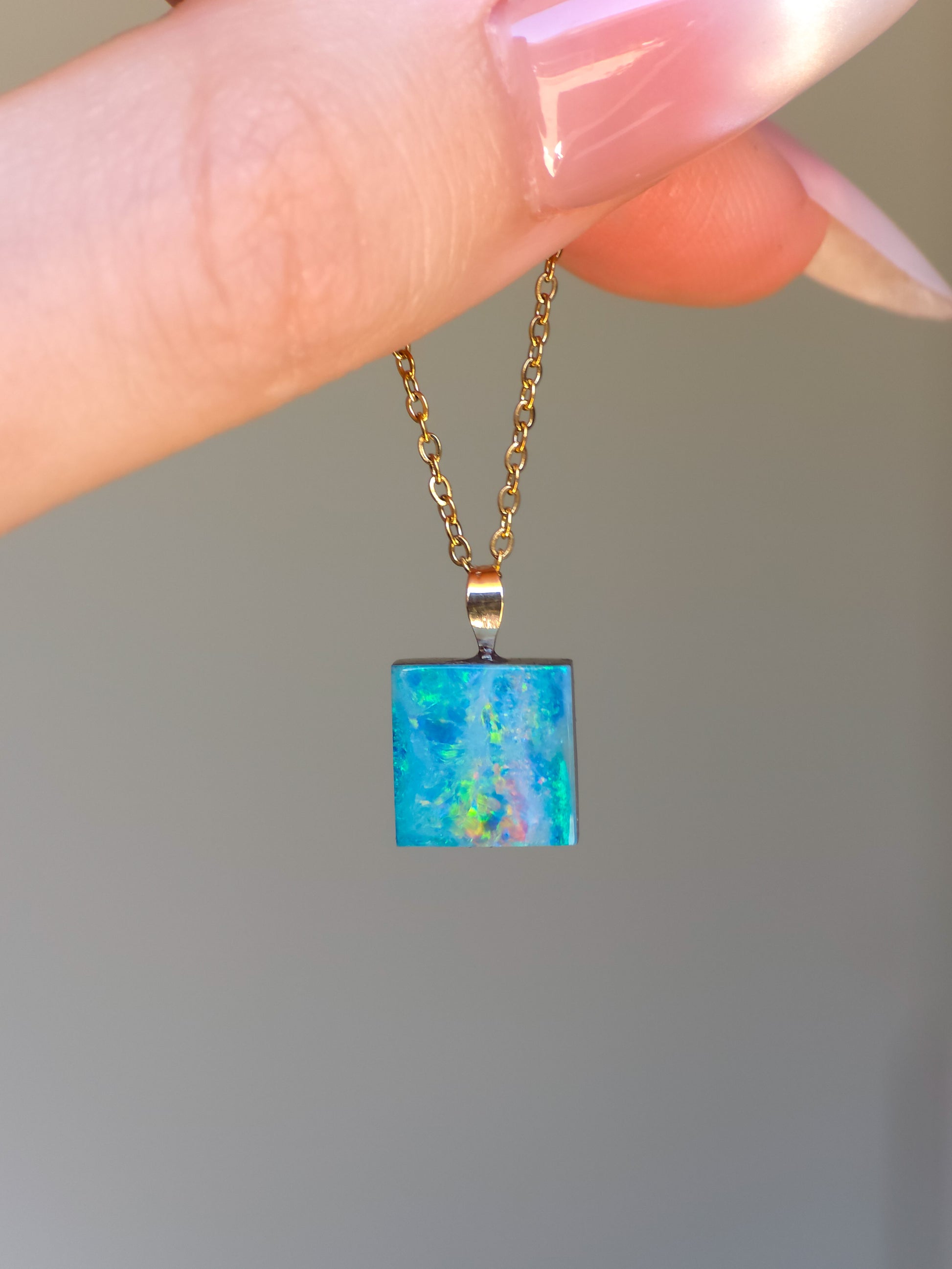 ELARA | 14K Gold Australian opal doublet/ Coober Pedy opal/ opal jewelry/ minimalist jewelry