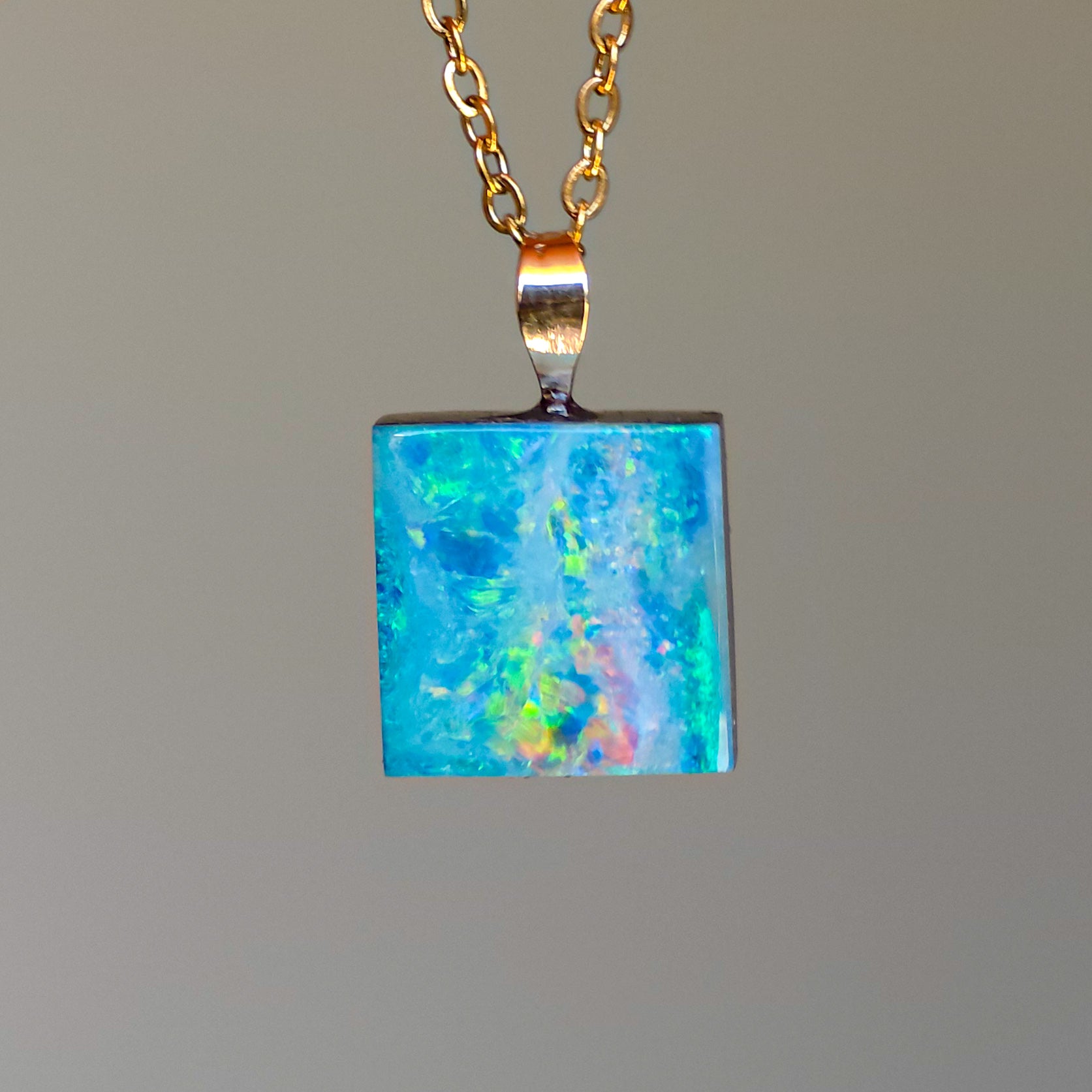 ELARA | 14K Gold Australian opal doublet/ Coober Pedy opal/ opal jewelry/ minimalist jewelry