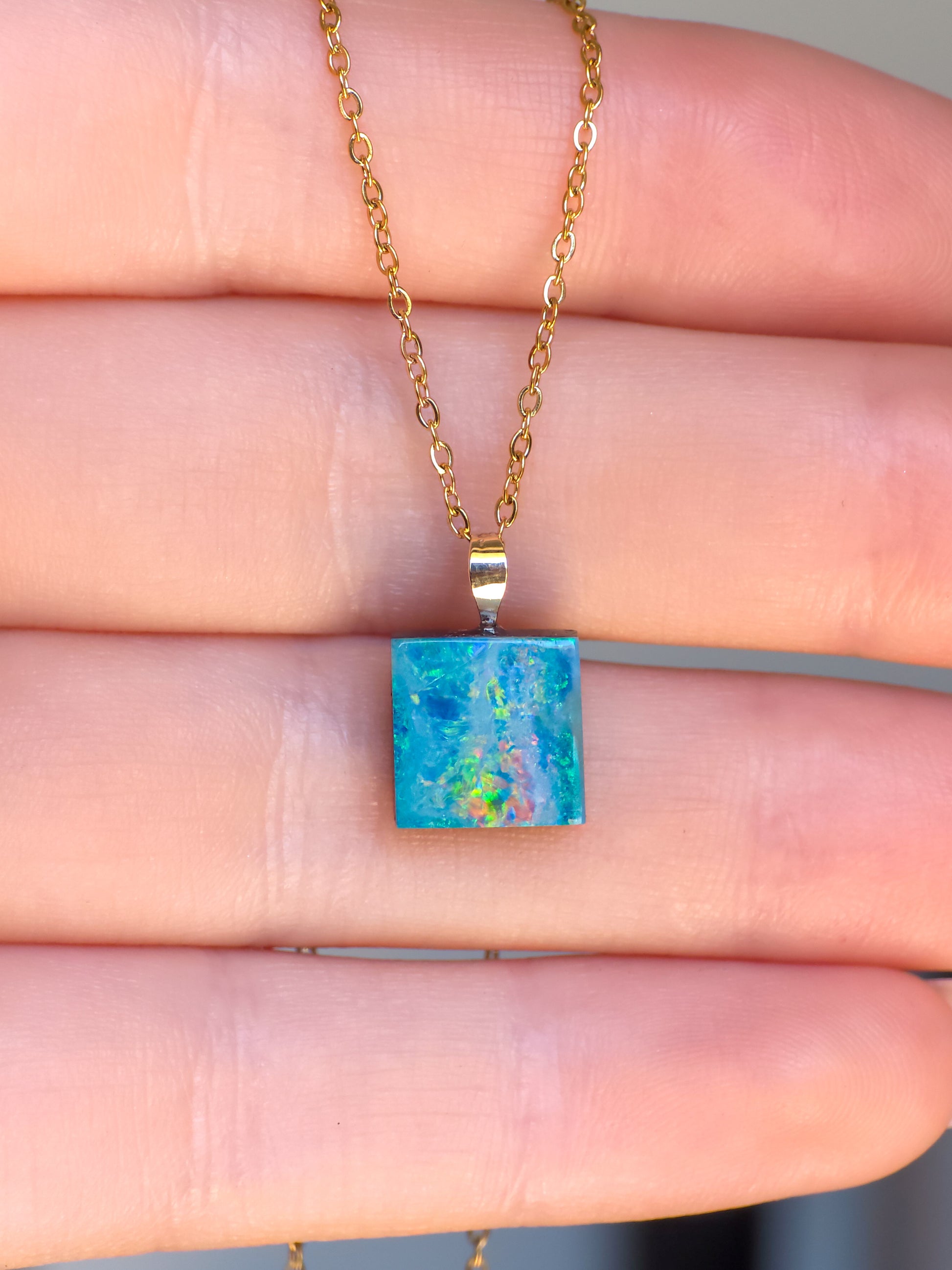 ELARA | 14K Gold Australian opal doublet/ Coober Pedy opal/ opal jewelry/ minimalist jewelry