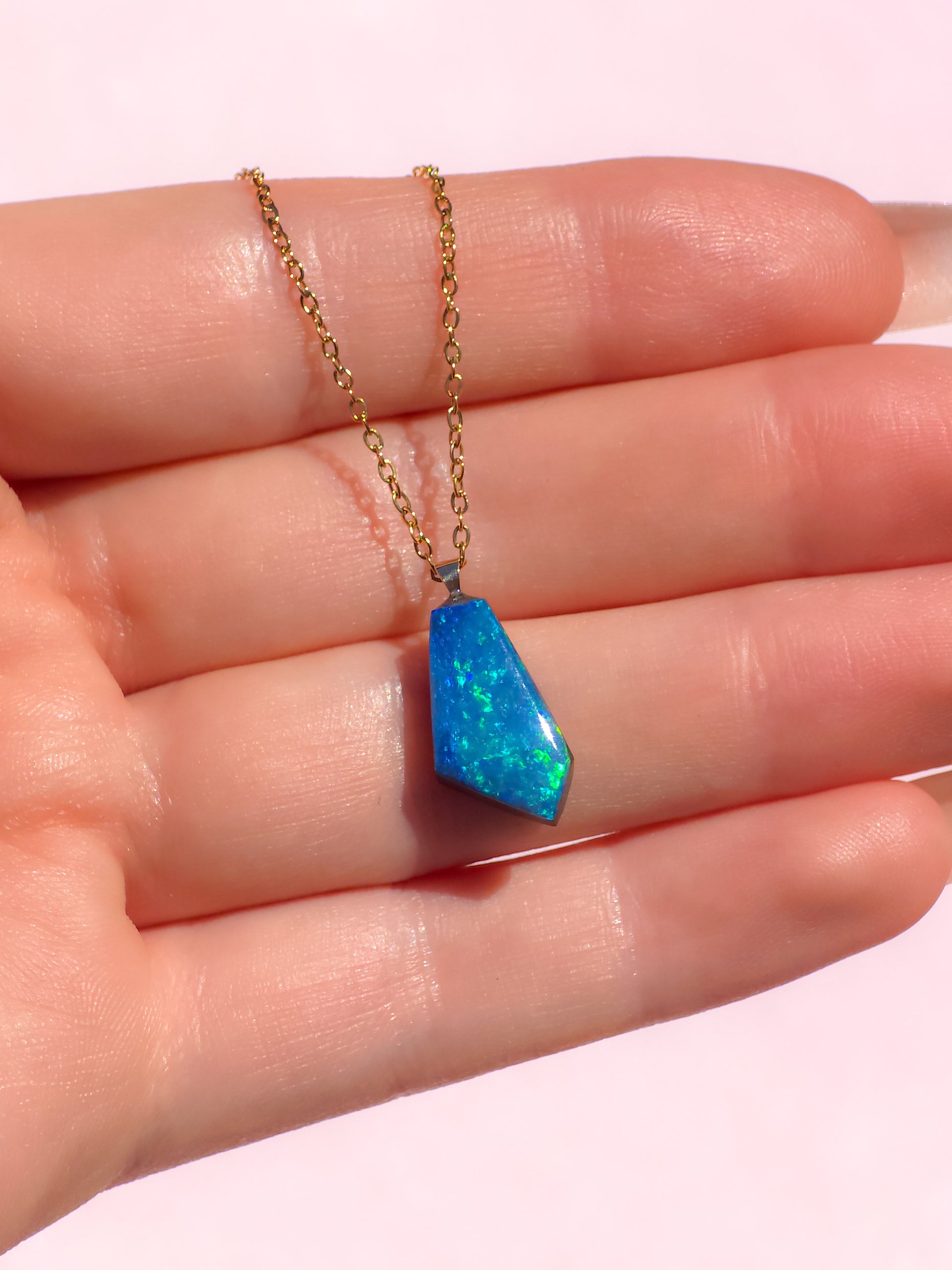 FROST | 14K Gold Australian opal doublet/ Coober Pedy opal/ opal jewelry/ minimalist jewelry