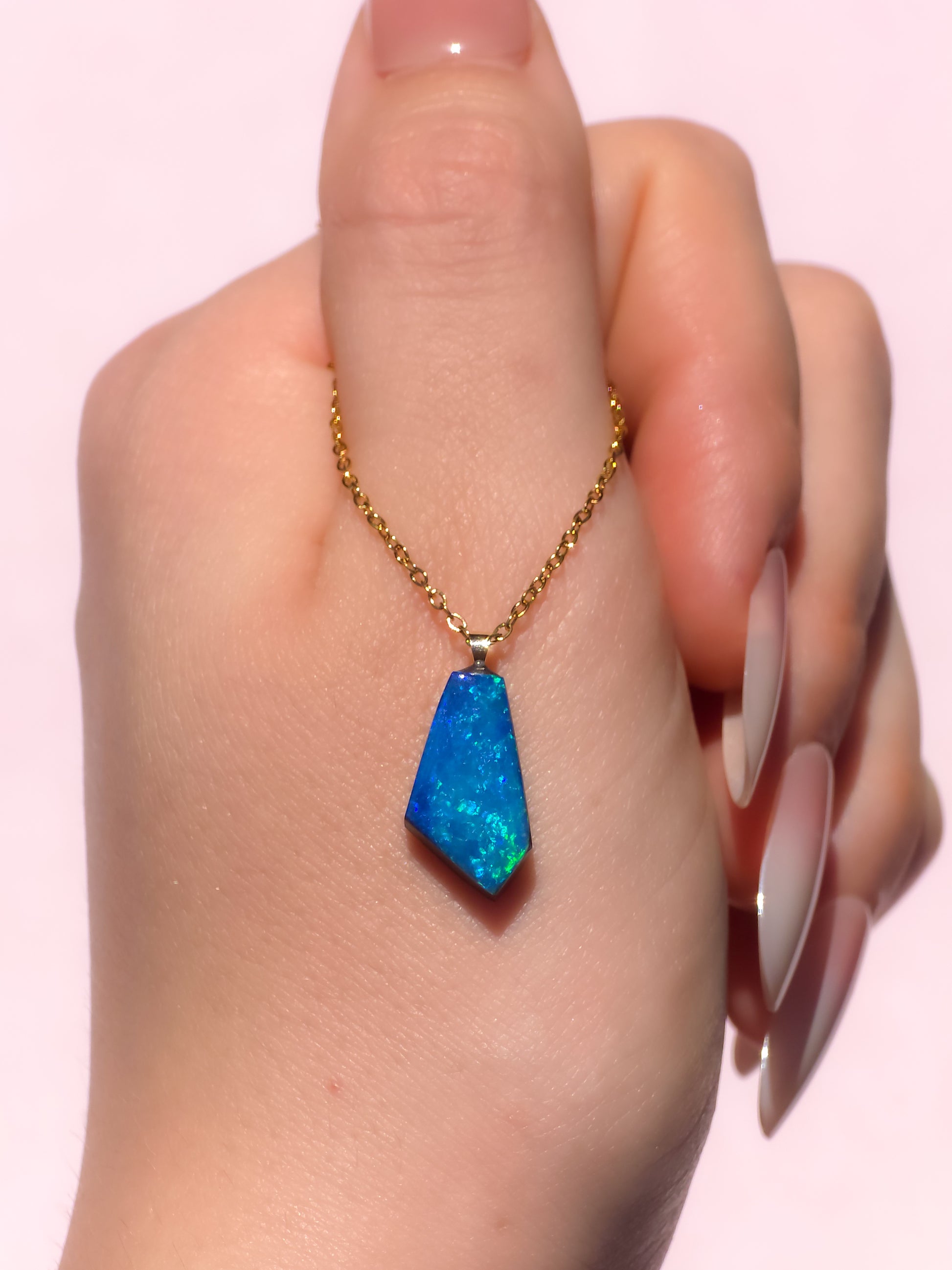 FROST | 14K Gold Australian opal doublet/ Coober Pedy opal/ opal jewelry/ minimalist jewelry