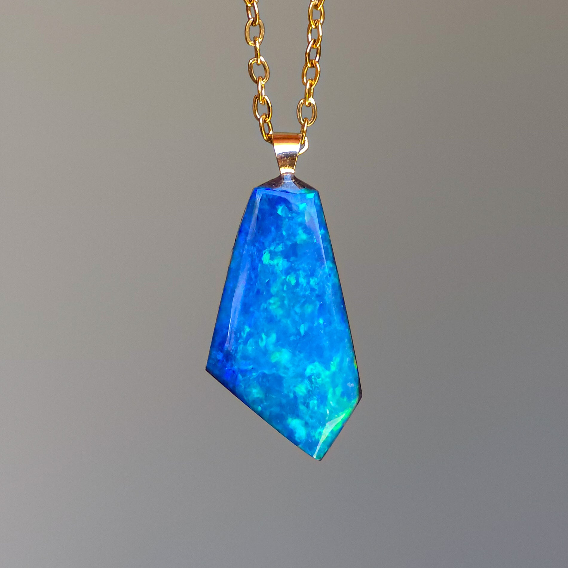 FROST | 14K Gold Australian opal doublet/ Coober Pedy opal/ opal jewelry/ minimalist jewelry