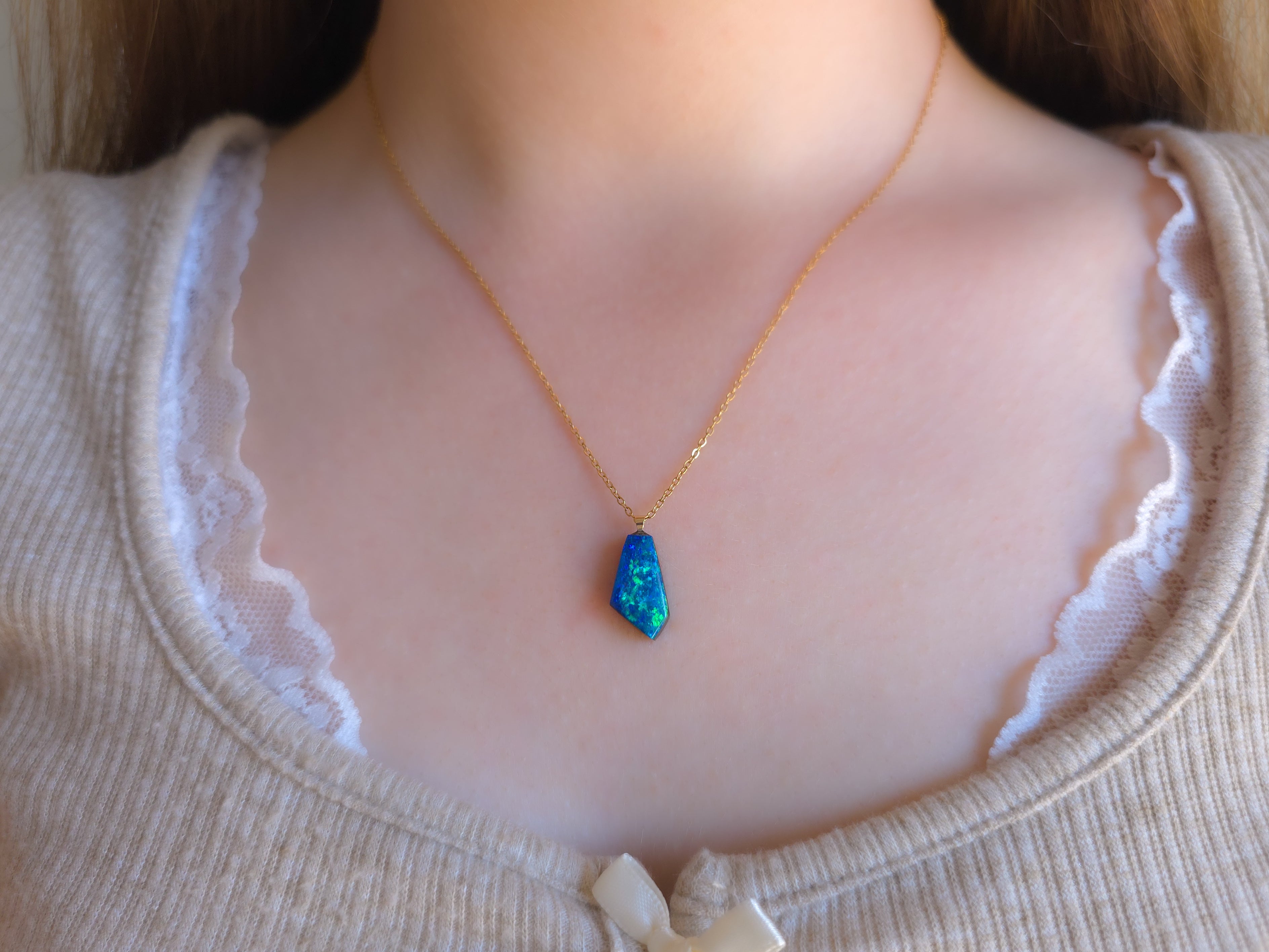 FROST | 14K Gold Australian opal doublet/ Coober Pedy opal/ opal jewelry/ minimalist jewelry