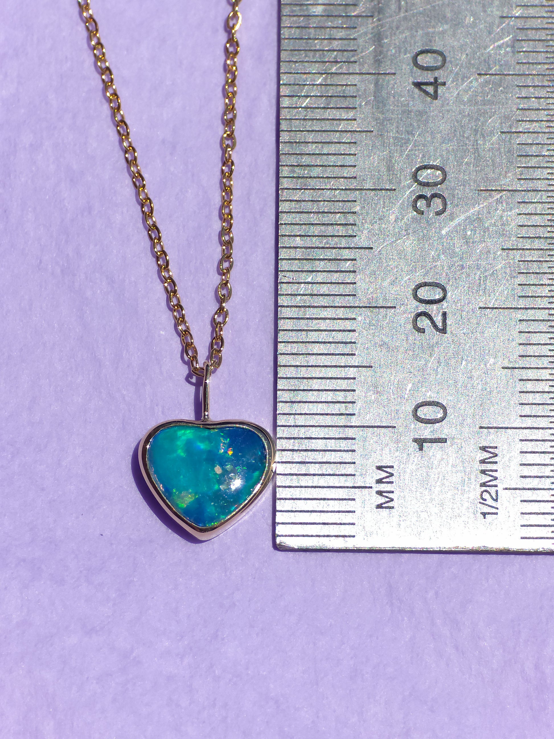 PRIMROSE | 14K Gold Coober Pedy Opal Heart Necklace / Minimalist Opal Doublet Pendant