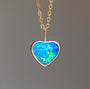 PRIMROSE | 14K Gold Coober Pedy Opal Heart Necklace / Minimalist Opal Doublet Pendant