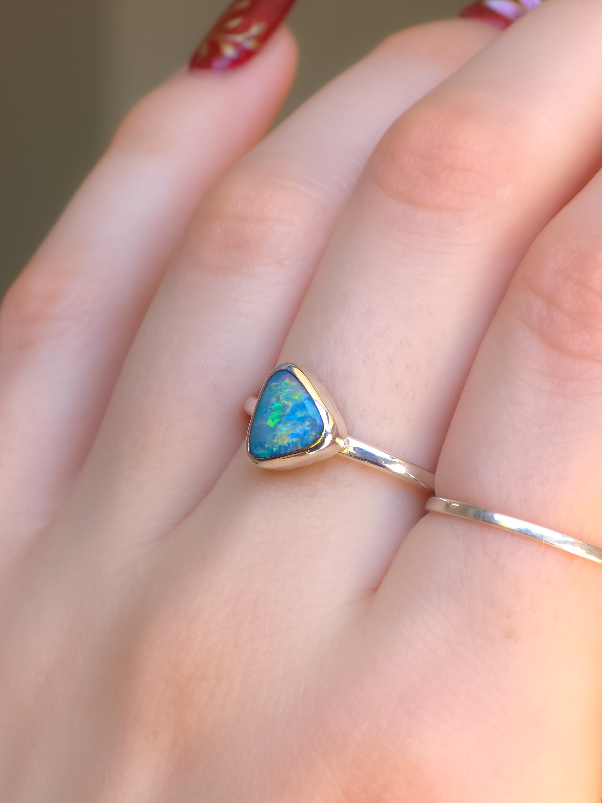 Coober Pedy Opal Ring / 925 silver / Adjustable size / dainty jewelry