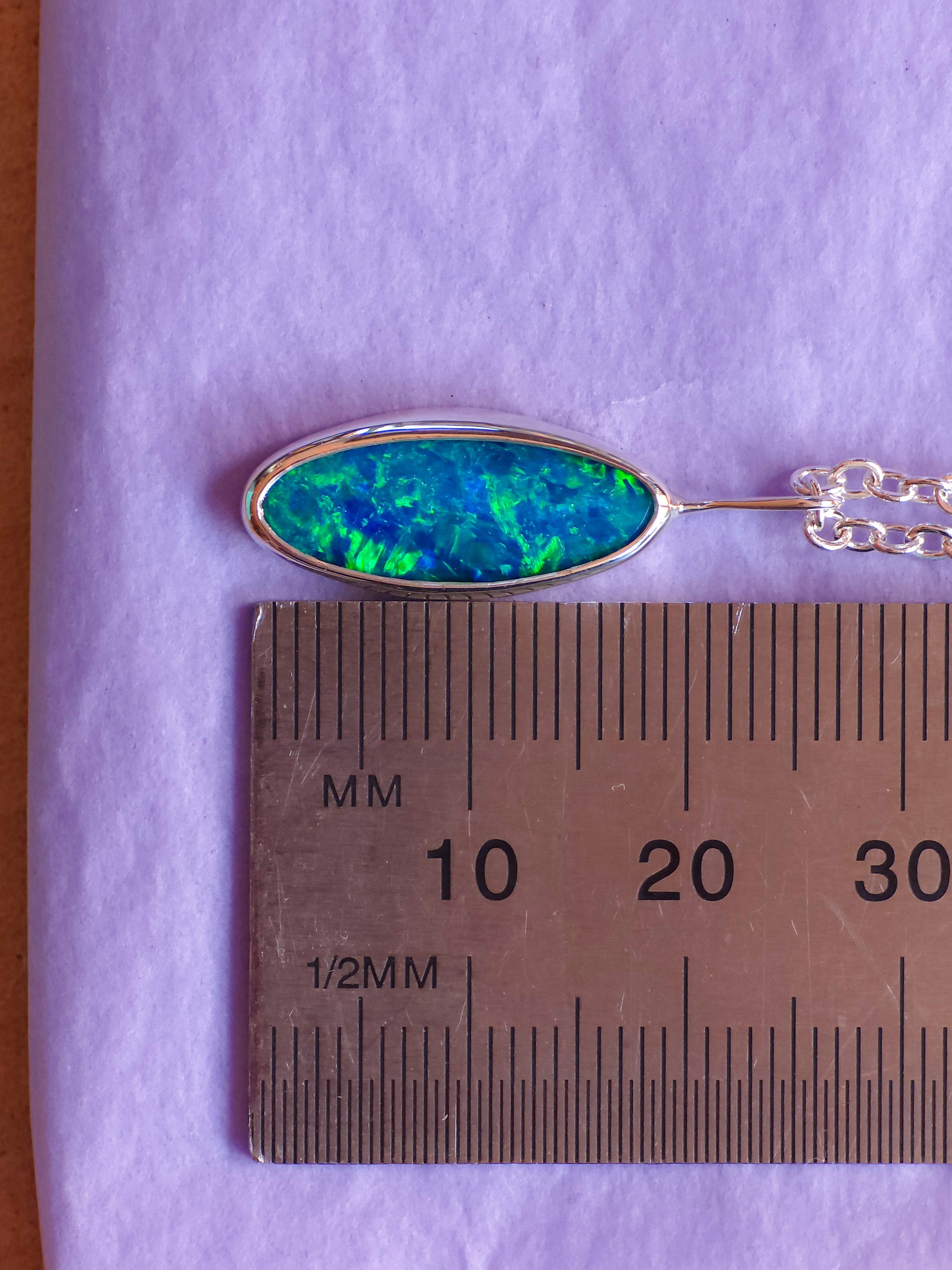 PHILEO | Coober Pedy opal doublet necklace / 925 silver charm pendant