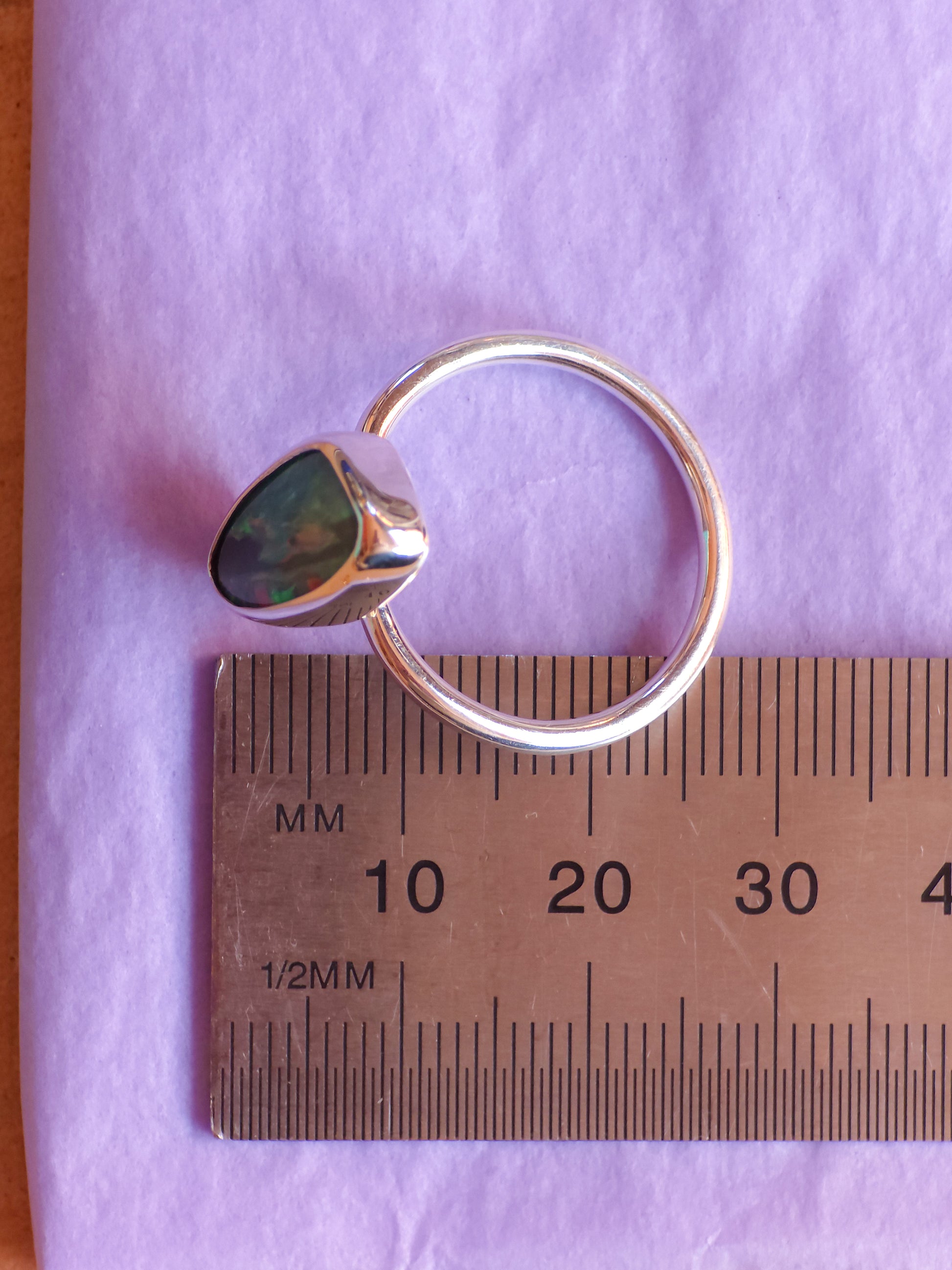 SAKURA | Australian Coober Pedy Opal Doublet Ring / solid 925 silver / adjustable sizing