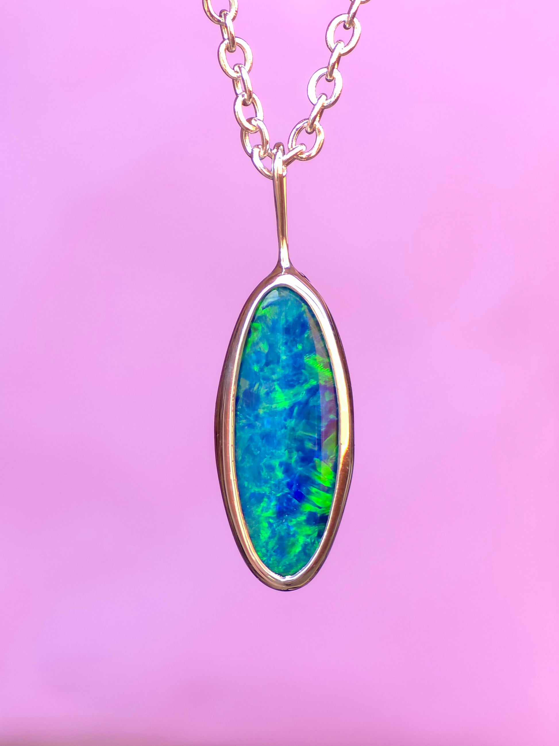 PHILEO | Coober Pedy opal doublet necklace / 925 silver charm pendant
